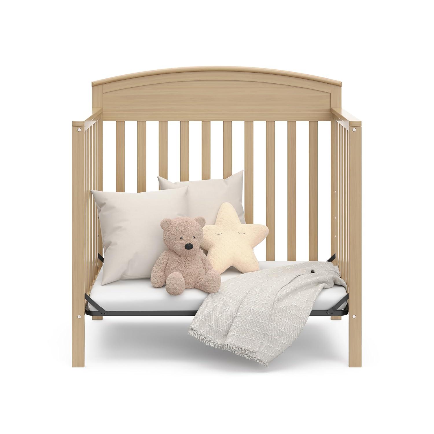 imageGraco Benton 4in1 Convertible Mini Crib with Bonus Crib Mattress White GREENGUARD Gold Certified 275Inch Mattress Included Baby Crib Converts to Twin Bed Ideal for Small SpacesDriftwood