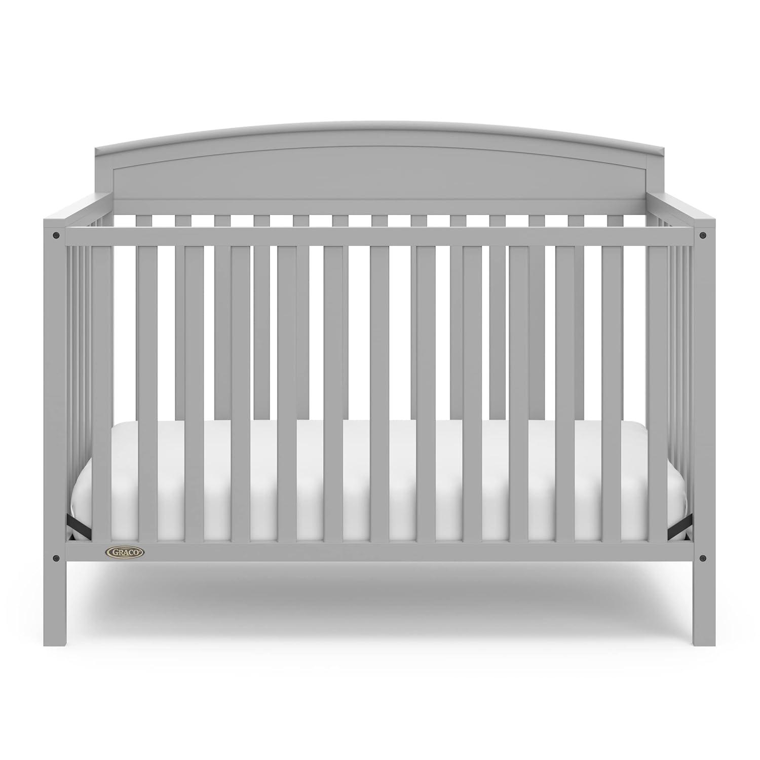imageGraco Benton 5 in 1 Convertible Crib GREENGUARD Gold Certified with Premium Foam Crib and Toddler Mattress Included Pebble Gray Converts from Baby Crib to Toddler Bed Daybed and FullSize BedPebble Gray