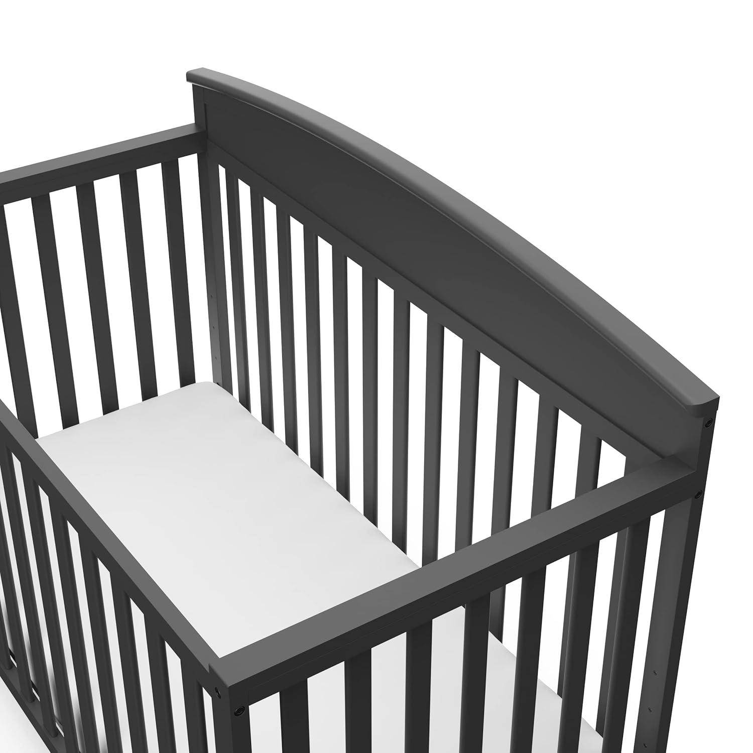 imageGraco Benton 5 in 1 Convertible Crib GREENGUARD Gold Certified with Premium Foam Crib and Toddler Mattress Included Pebble Gray Converts from Baby Crib to Toddler Bed Daybed and FullSize BedGrey