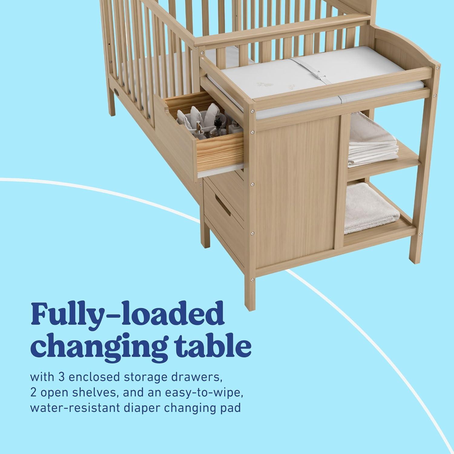 imageGraco Benton 5in1 Convertible Crib White GREENGUARD Gold Certified Converts from Baby Crib to Toddler Bed Daybed and FullSize Bed Fits Standard FullSize Crib MattressDriftwood