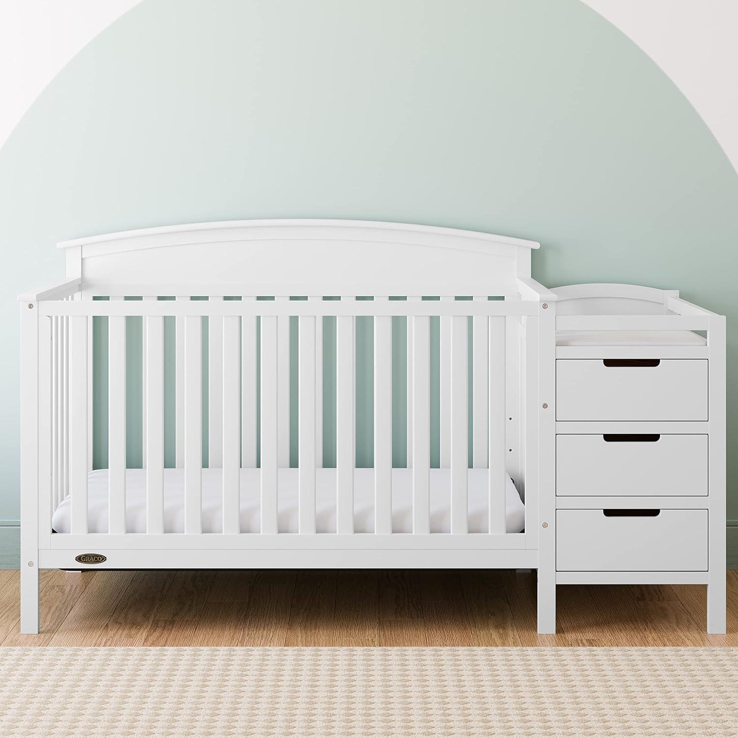imageGraco Benton 5in1 Convertible Crib White GREENGUARD Gold Certified Converts from Baby Crib to Toddler Bed Daybed and FullSize Bed Fits Standard FullSize Crib MattressWhite