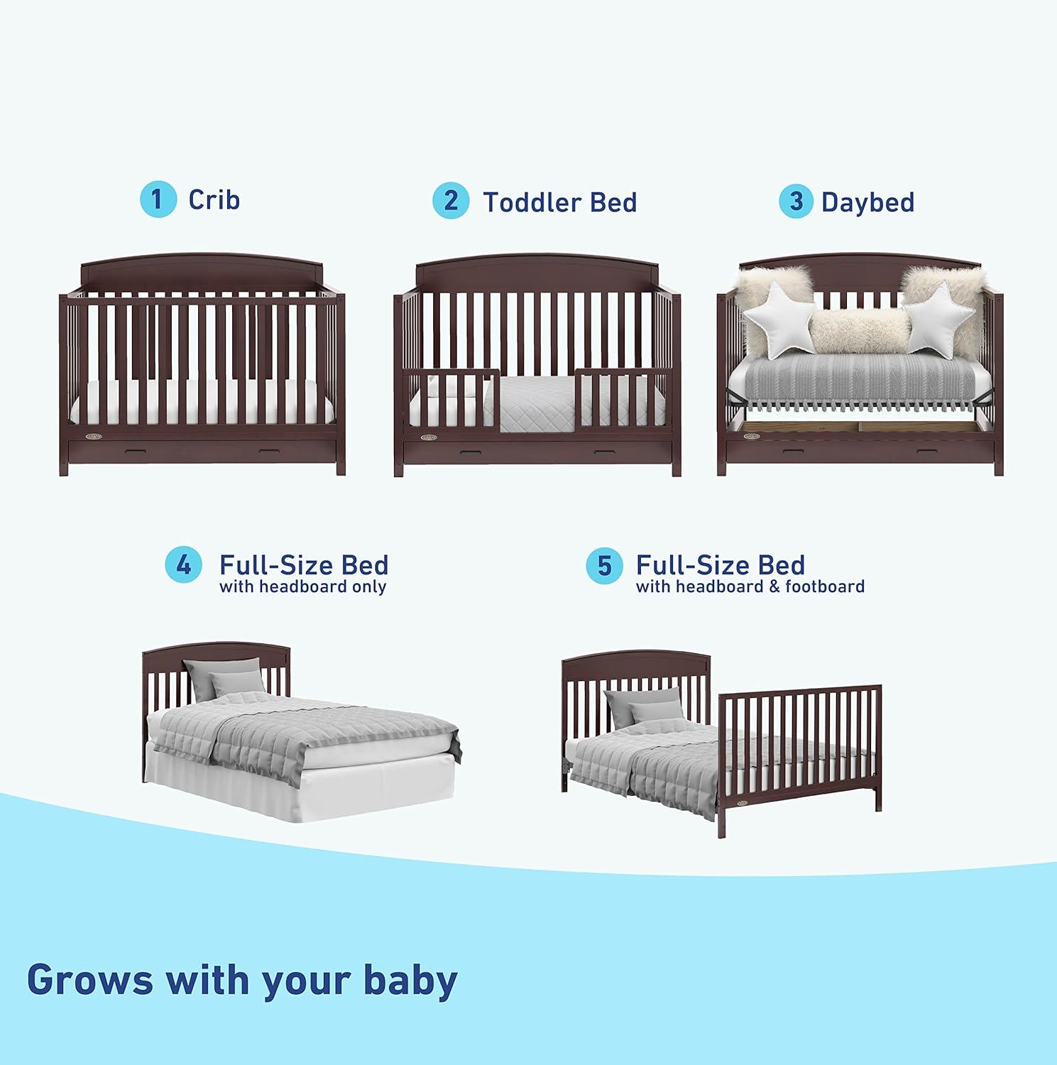 imageGraco Benton 5in1 Convertible Crib White GREENGUARD Gold Certified Converts from Baby Crib to Toddler Bed Daybed and FullSize Bed Fits Standard FullSize Crib MattressEspresso