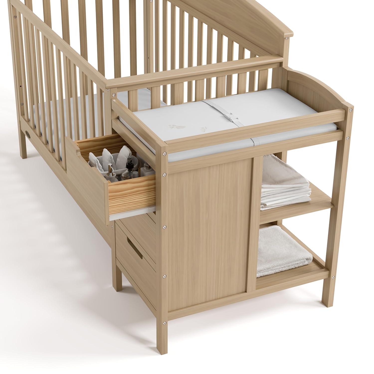 imageGraco Benton 5in1 Convertible Crib White GREENGUARD Gold Certified Converts from Baby Crib to Toddler Bed Daybed and FullSize Bed Fits Standard FullSize Crib MattressDriftwood
