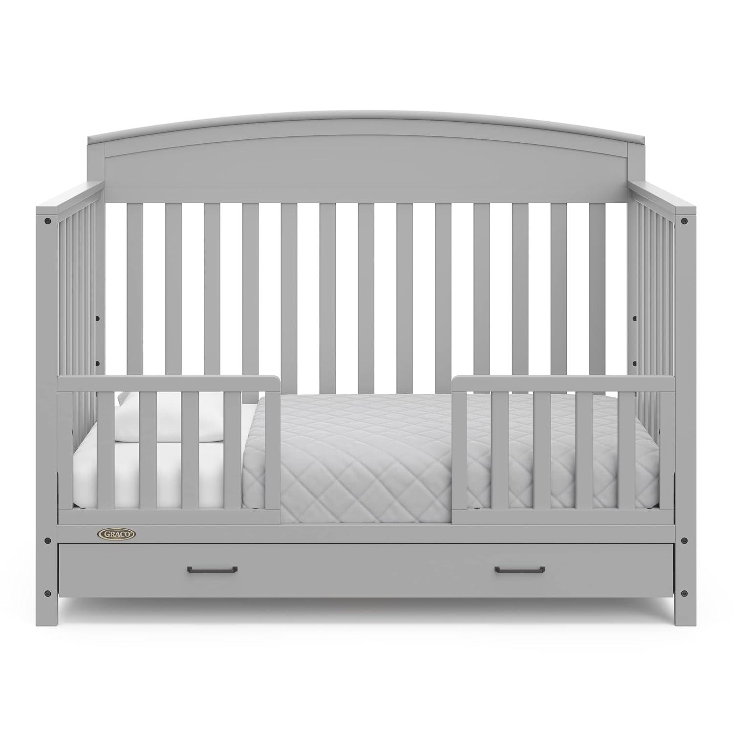 imageGraco Benton 5in1 Convertible Crib White GREENGUARD Gold Certified Converts from Baby Crib to Toddler Bed Daybed and FullSize Bed Fits Standard FullSize Crib MattressPebble Gray