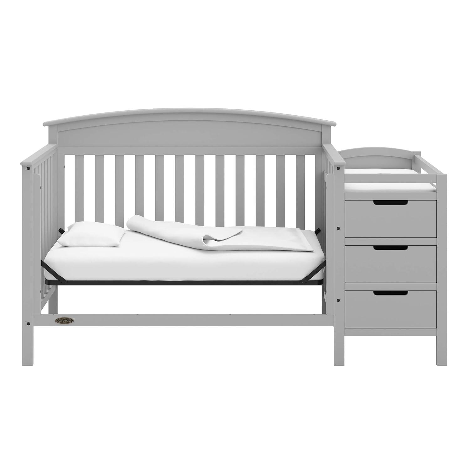 imageGraco Benton 5in1 Convertible Crib White GREENGUARD Gold Certified Converts from Baby Crib to Toddler Bed Daybed and FullSize Bed Fits Standard FullSize Crib MattressPebble Gray