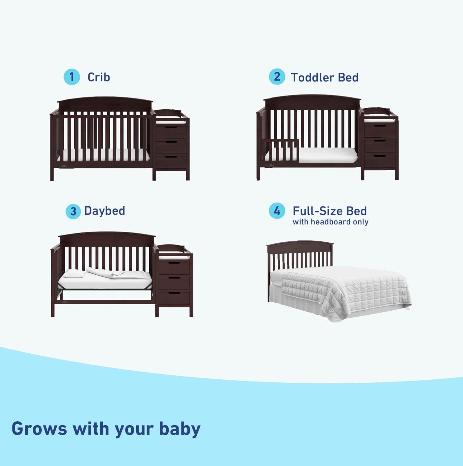 imageGraco Benton 5in1 Convertible Crib White GREENGUARD Gold Certified Converts from Baby Crib to Toddler Bed Daybed and FullSize Bed Fits Standard FullSize Crib MattressEspresso
