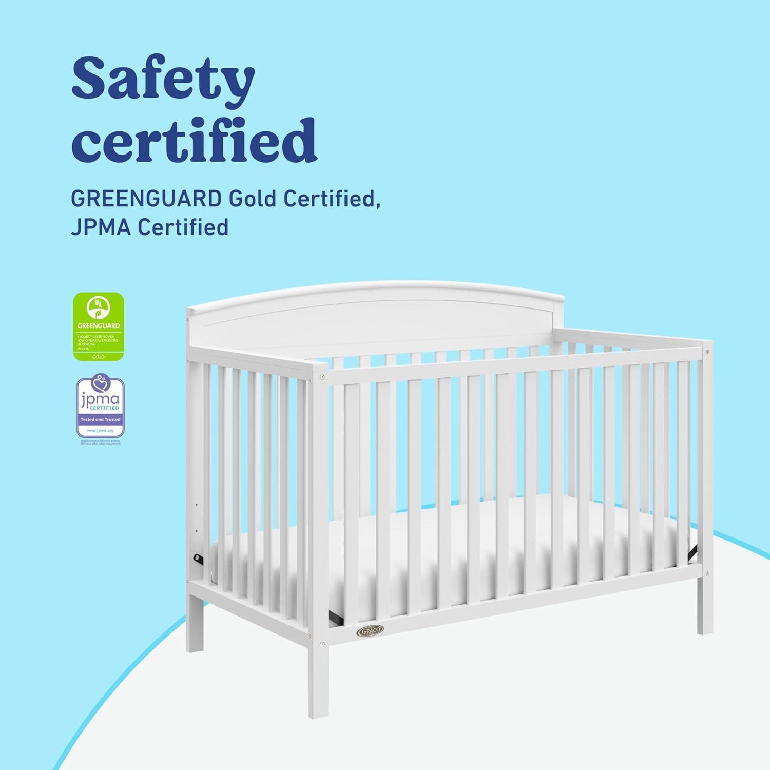 imageGraco Benton 5in1 Convertible Crib White GREENGUARD Gold Certified Converts from Baby Crib to Toddler Bed Daybed and FullSize Bed Fits Standard FullSize Crib MattressWhite