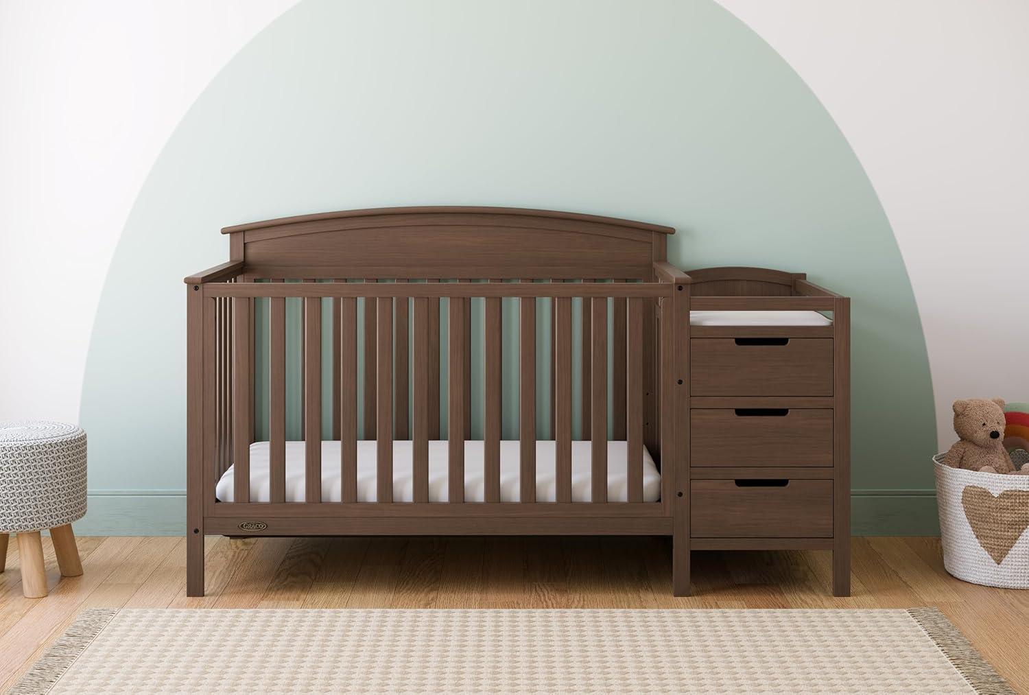 imageGraco Benton 5in1 Convertible Crib White GREENGUARD Gold Certified Converts from Baby Crib to Toddler Bed Daybed and FullSize Bed Fits Standard FullSize Crib MattressHazelnut