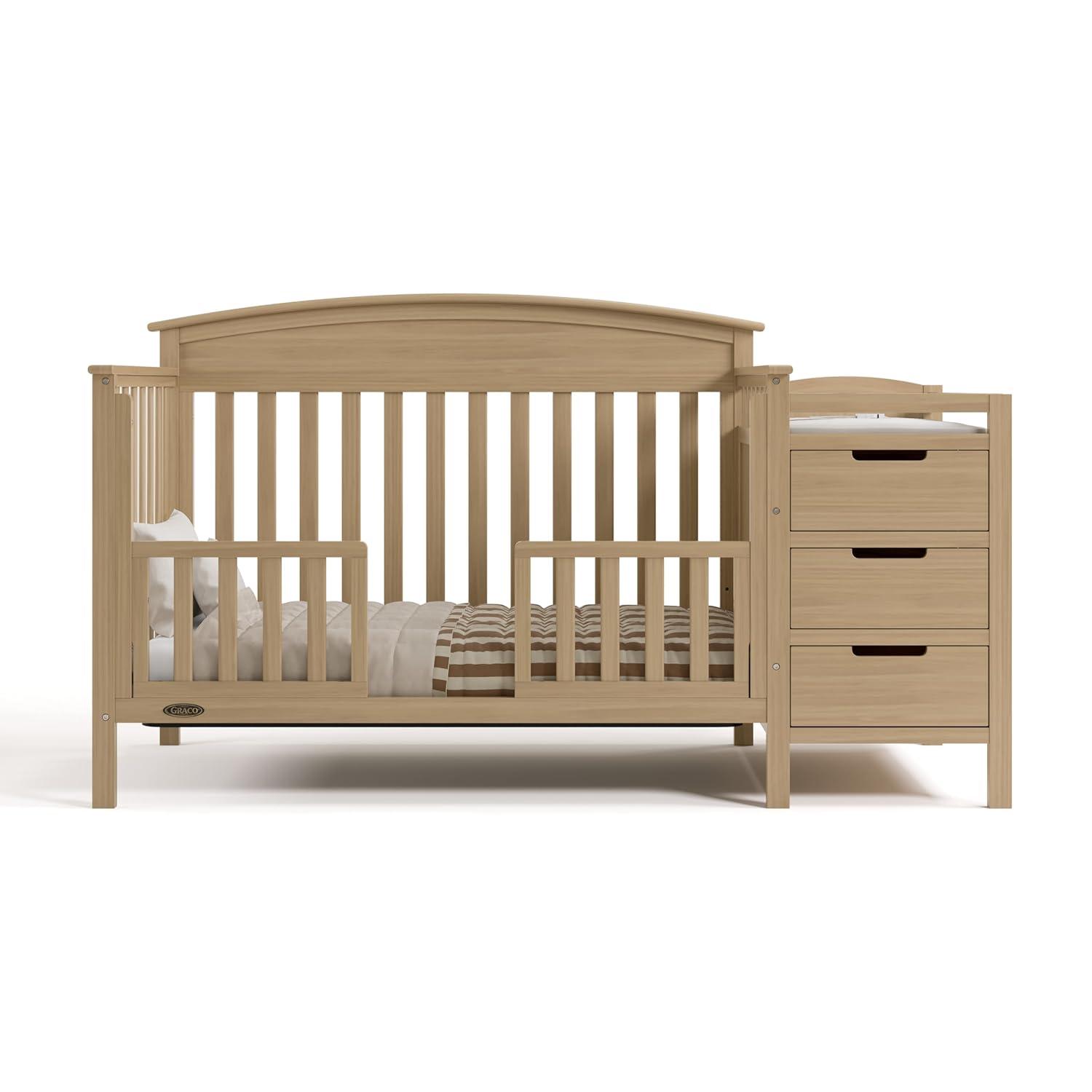 imageGraco Benton 5in1 Convertible Crib White GREENGUARD Gold Certified Converts from Baby Crib to Toddler Bed Daybed and FullSize Bed Fits Standard FullSize Crib MattressDriftwood