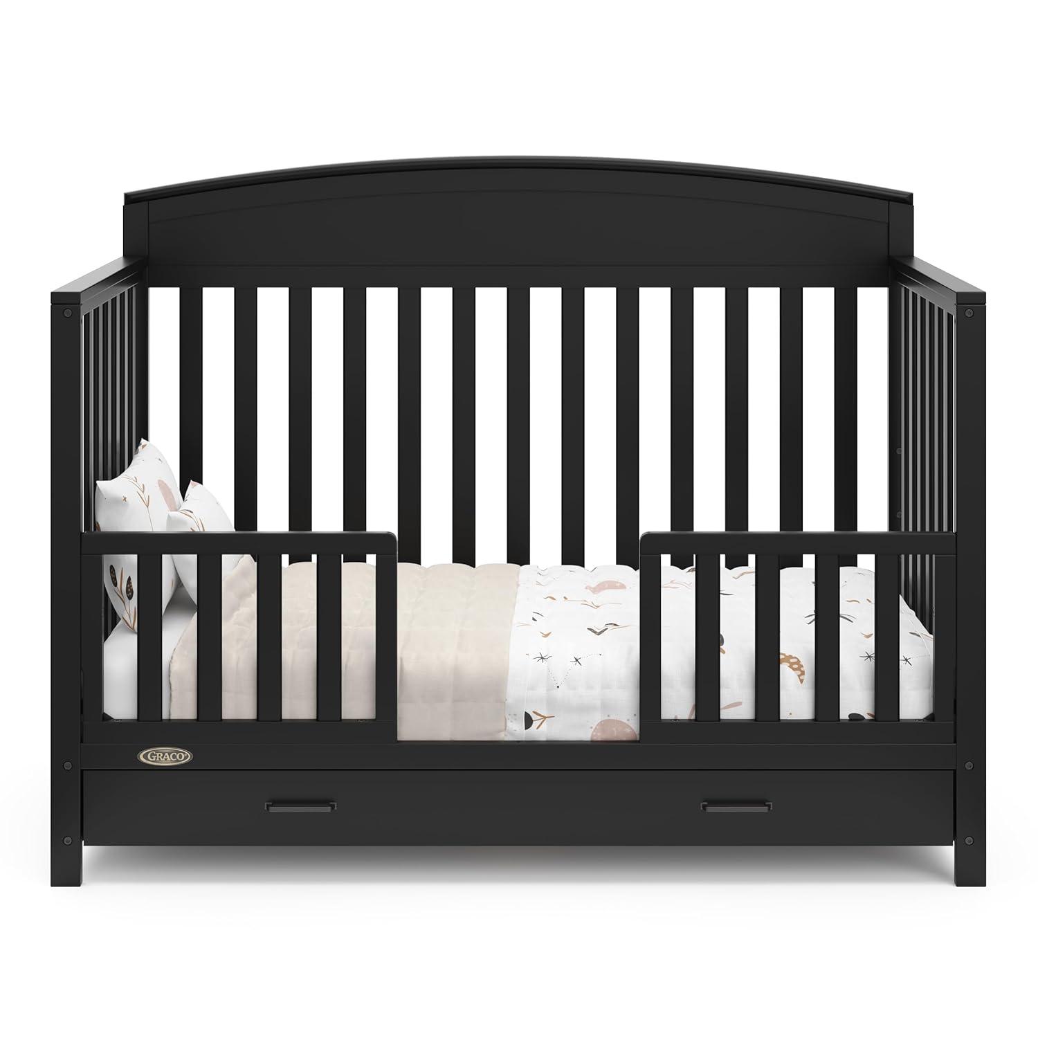 imageGraco Benton 5in1 Convertible Crib White GREENGUARD Gold Certified Converts from Baby Crib to Toddler Bed Daybed and FullSize Bed Fits Standard FullSize Crib MattressBlack