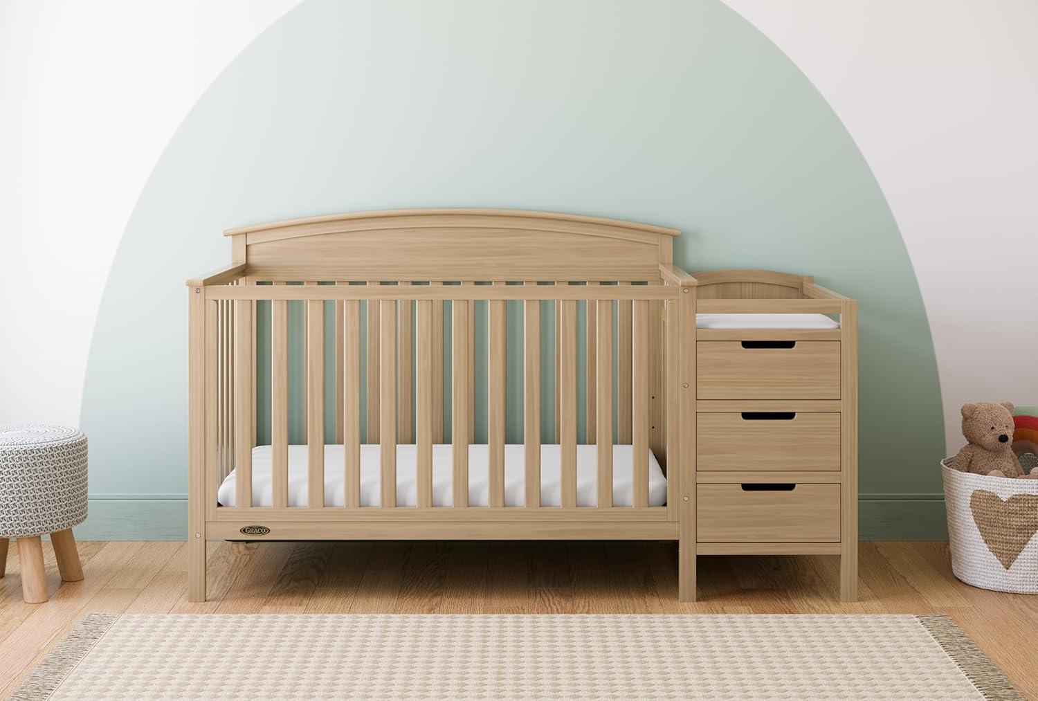 imageGraco Benton 5in1 Convertible Crib White GREENGUARD Gold Certified Converts from Baby Crib to Toddler Bed Daybed and FullSize Bed Fits Standard FullSize Crib MattressDriftwood