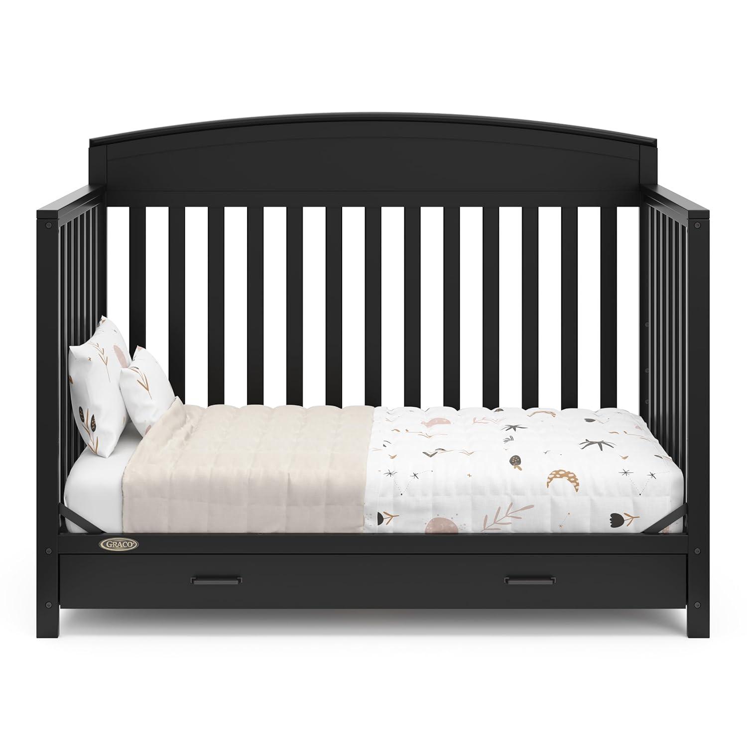 imageGraco Benton 5in1 Convertible Crib White GREENGUARD Gold Certified Converts from Baby Crib to Toddler Bed Daybed and FullSize Bed Fits Standard FullSize Crib MattressBlack