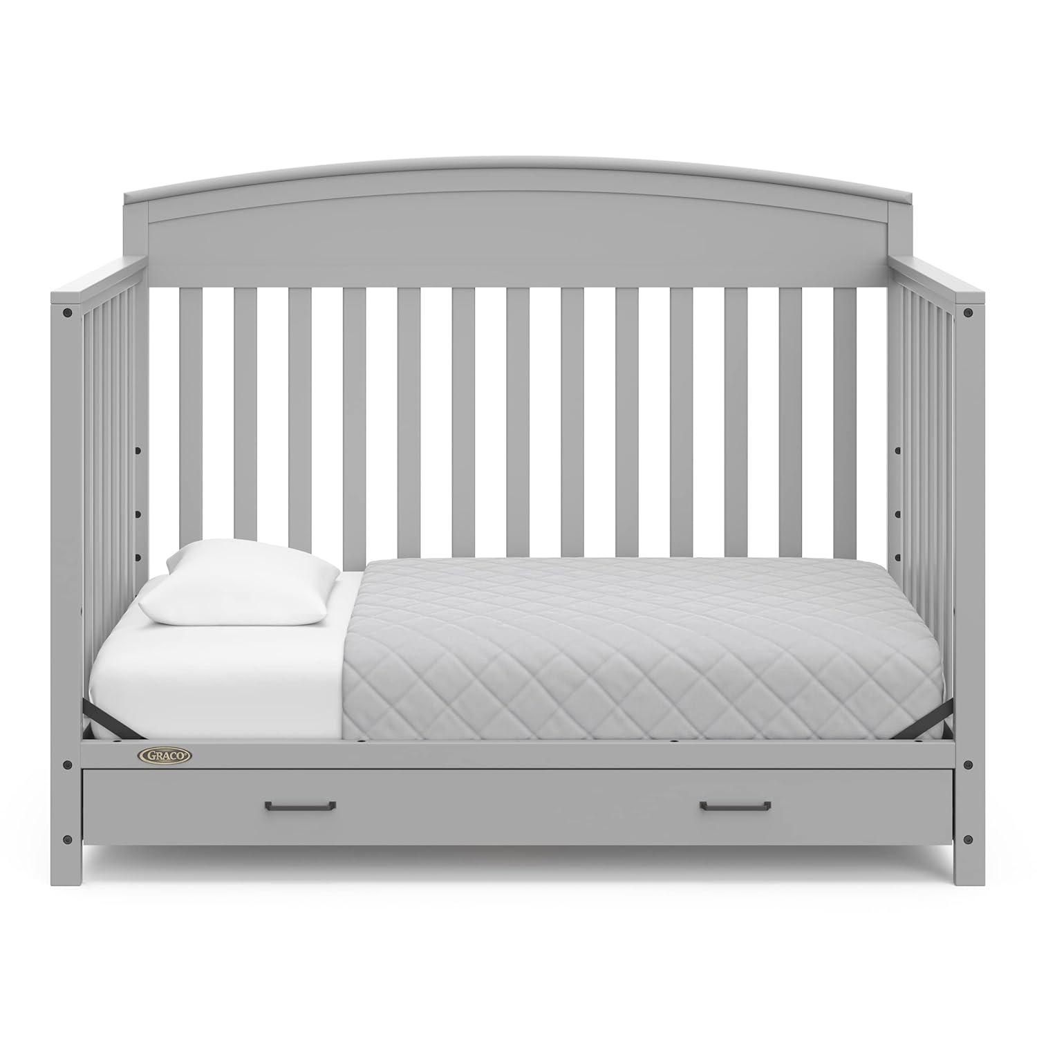 imageGraco Benton 5in1 Convertible Crib White GREENGUARD Gold Certified Converts from Baby Crib to Toddler Bed Daybed and FullSize Bed Fits Standard FullSize Crib MattressPebble Gray