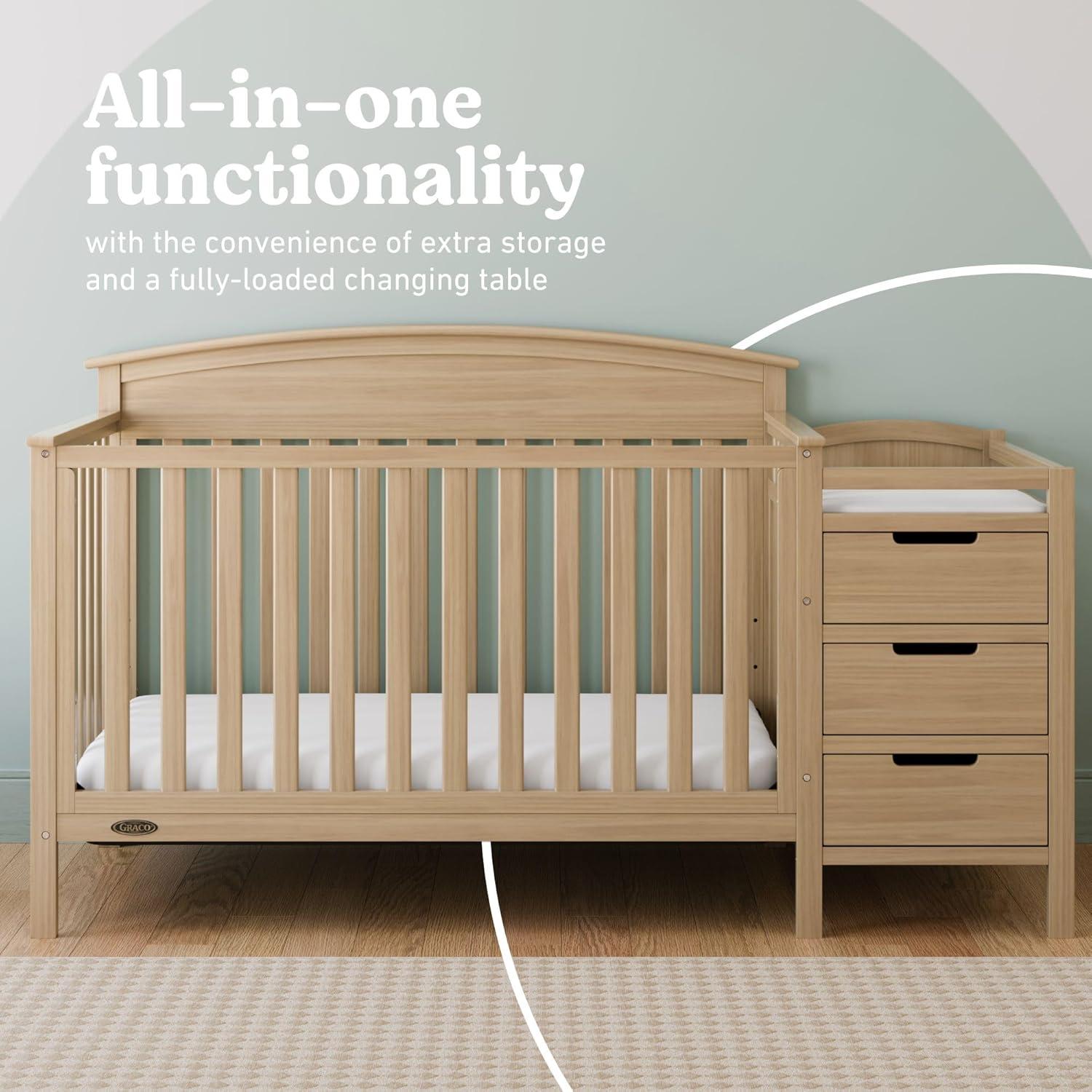 imageGraco Benton 5in1 Convertible Crib White GREENGUARD Gold Certified Converts from Baby Crib to Toddler Bed Daybed and FullSize Bed Fits Standard FullSize Crib MattressDriftwood