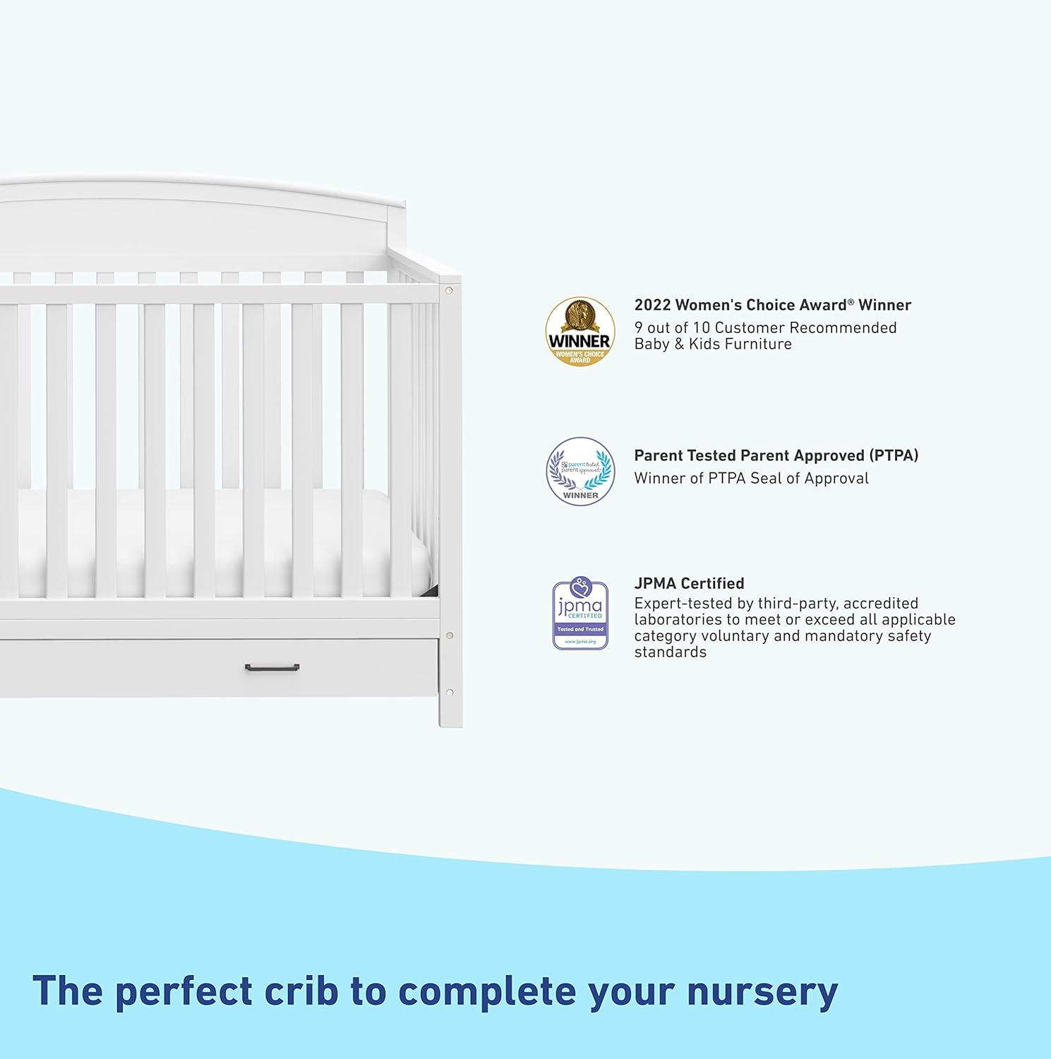 imageGraco Benton 5in1 Convertible Crib White GREENGUARD Gold Certified Converts from Baby Crib to Toddler Bed Daybed and FullSize Bed Fits Standard FullSize Crib MattressWhite