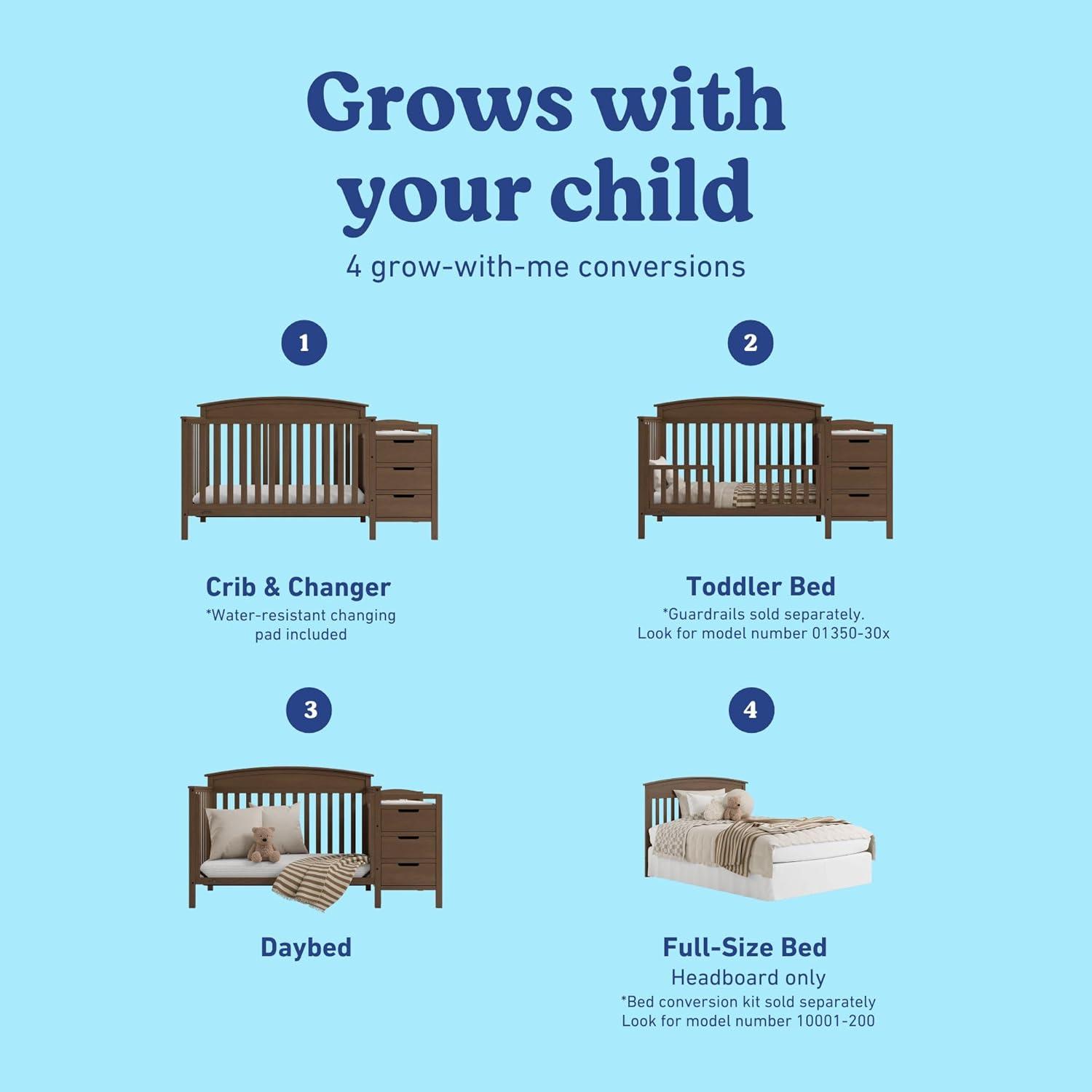 imageGraco Benton 5in1 Convertible Crib White GREENGUARD Gold Certified Converts from Baby Crib to Toddler Bed Daybed and FullSize Bed Fits Standard FullSize Crib MattressHazelnut