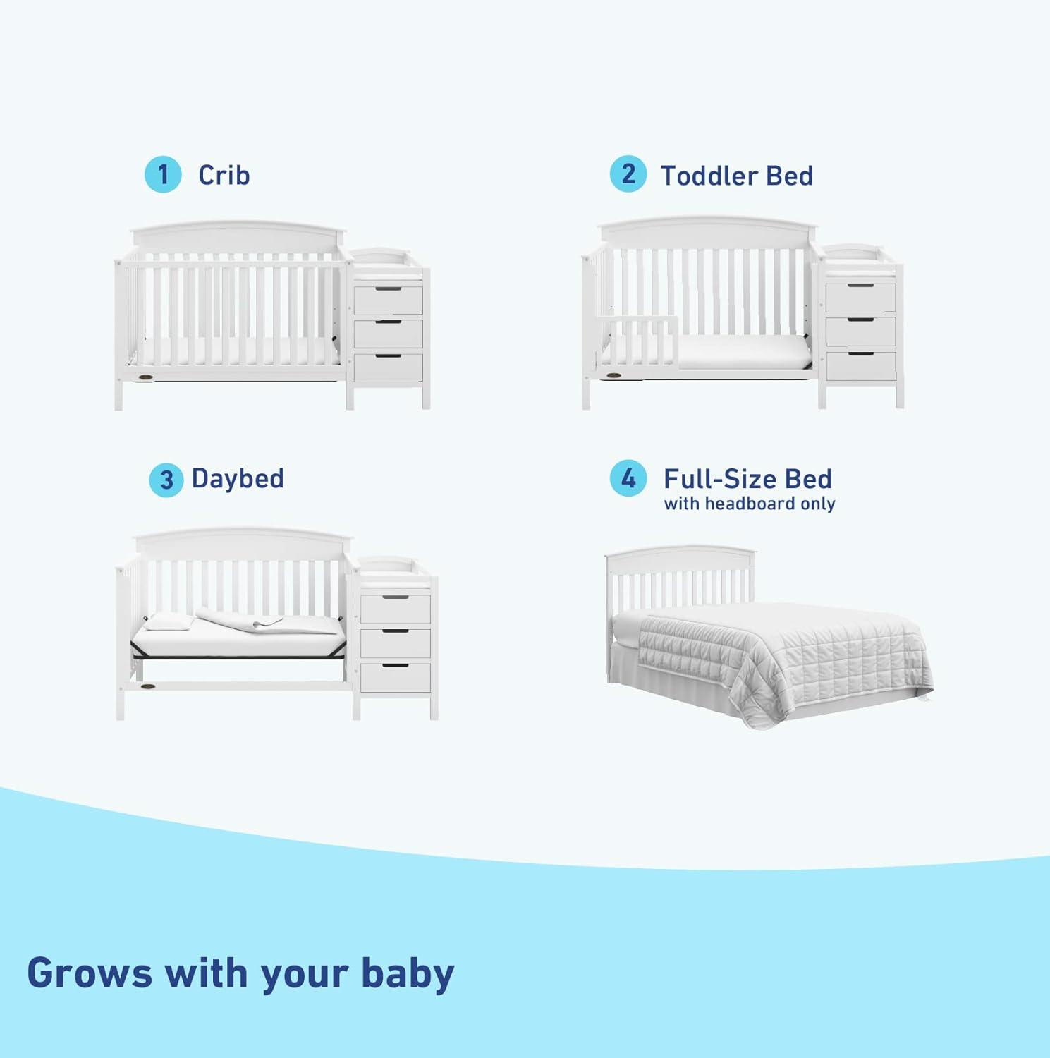 imageGraco Benton 5in1 Convertible Crib White GREENGUARD Gold Certified Converts from Baby Crib to Toddler Bed Daybed and FullSize Bed Fits Standard FullSize Crib MattressWhite