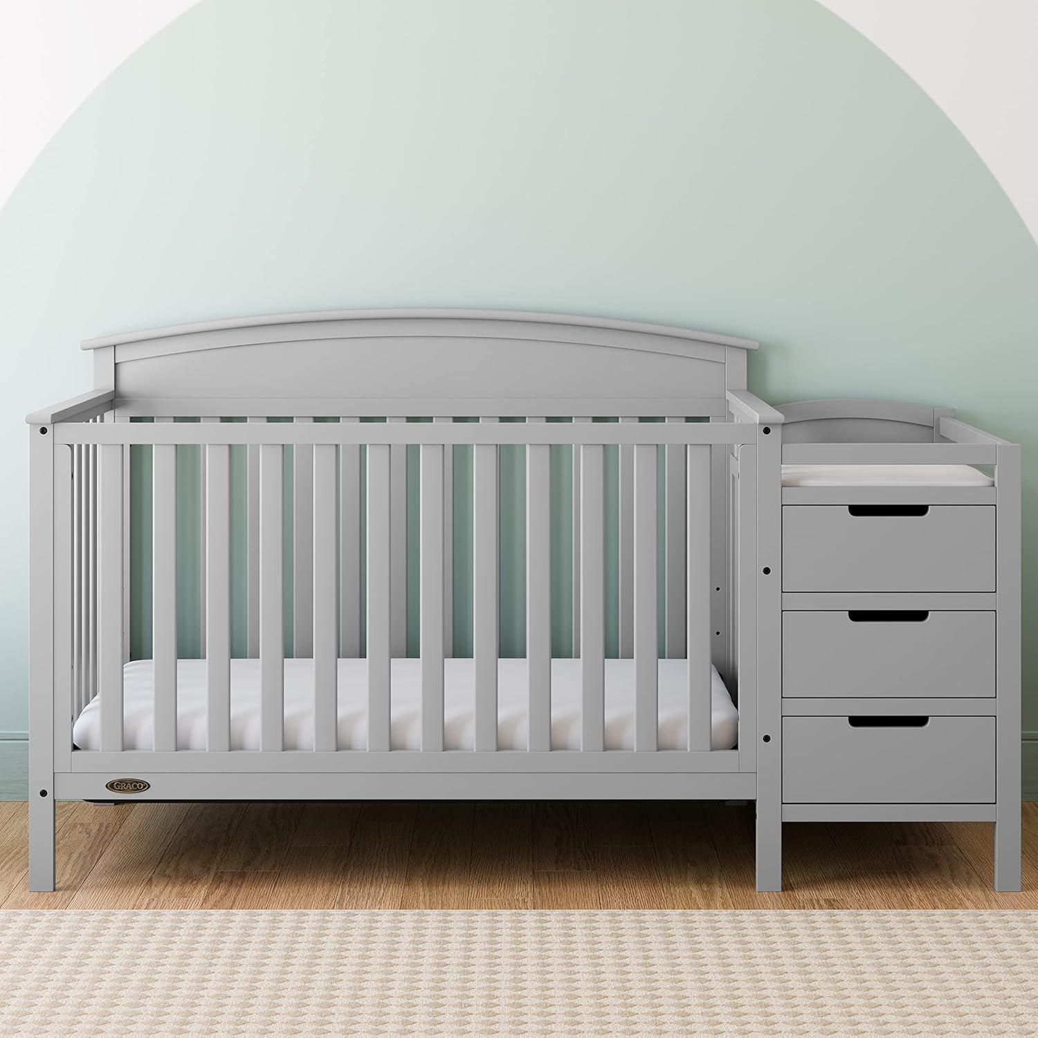 imageGraco Benton 5in1 Convertible Crib White GREENGUARD Gold Certified Converts from Baby Crib to Toddler Bed Daybed and FullSize Bed Fits Standard FullSize Crib MattressPebble Gray