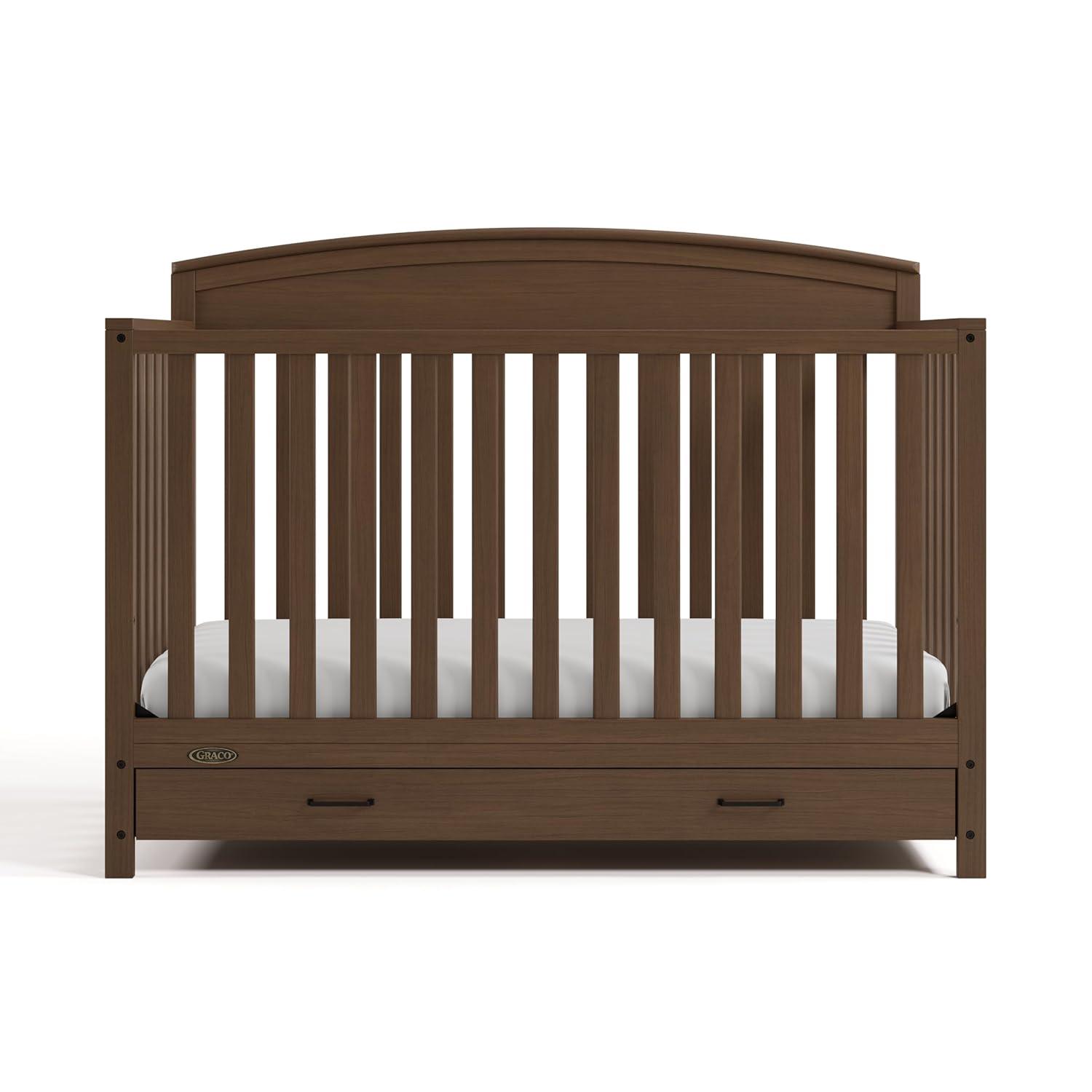 imageGraco Benton 5in1 Convertible Crib White GREENGUARD Gold Certified Converts from Baby Crib to Toddler Bed Daybed and FullSize Bed Fits Standard FullSize Crib MattressHazelnut