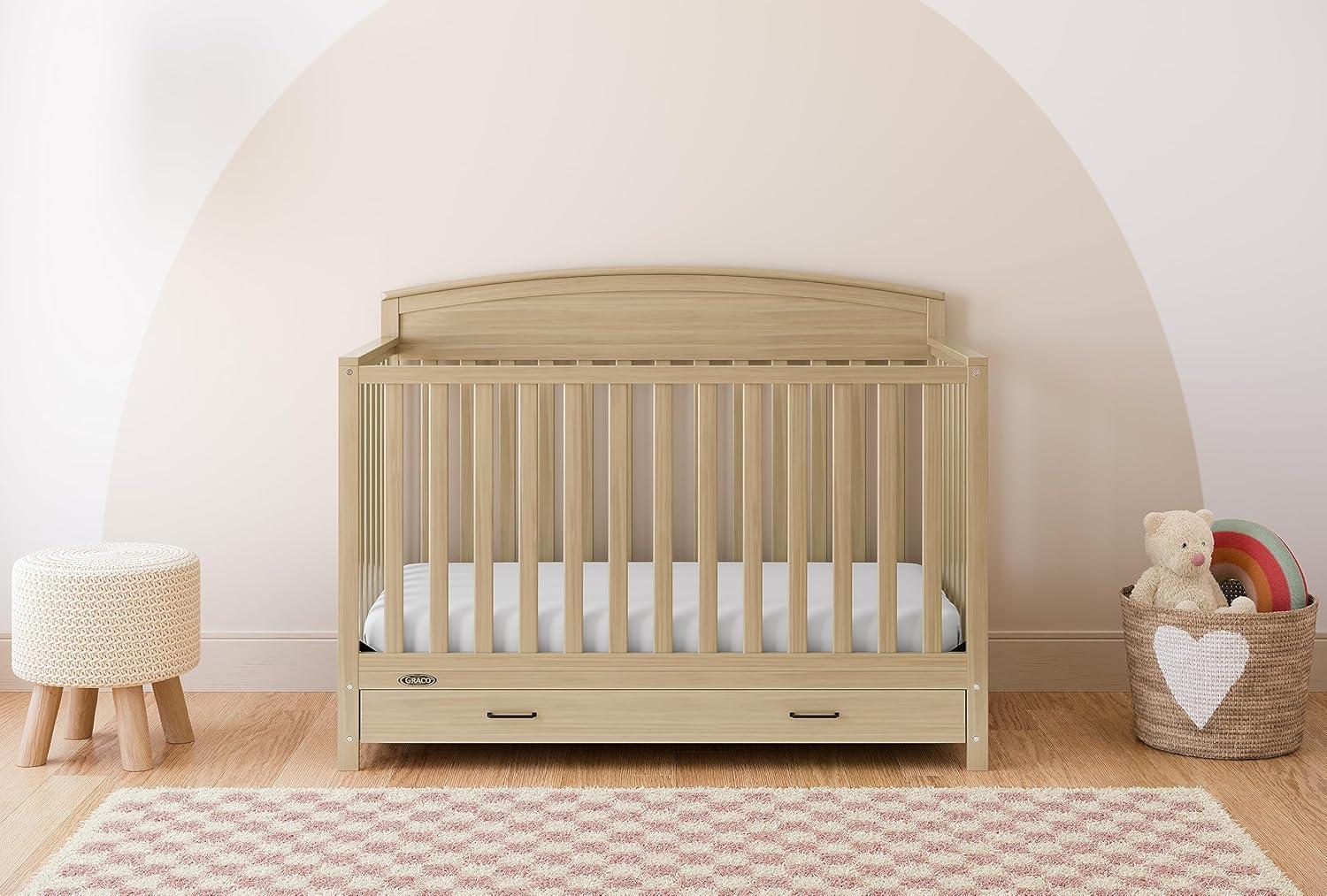 imageGraco Benton 5in1 Convertible Crib White GREENGUARD Gold Certified Converts from Baby Crib to Toddler Bed Daybed and FullSize Bed Fits Standard FullSize Crib MattressDriftwood