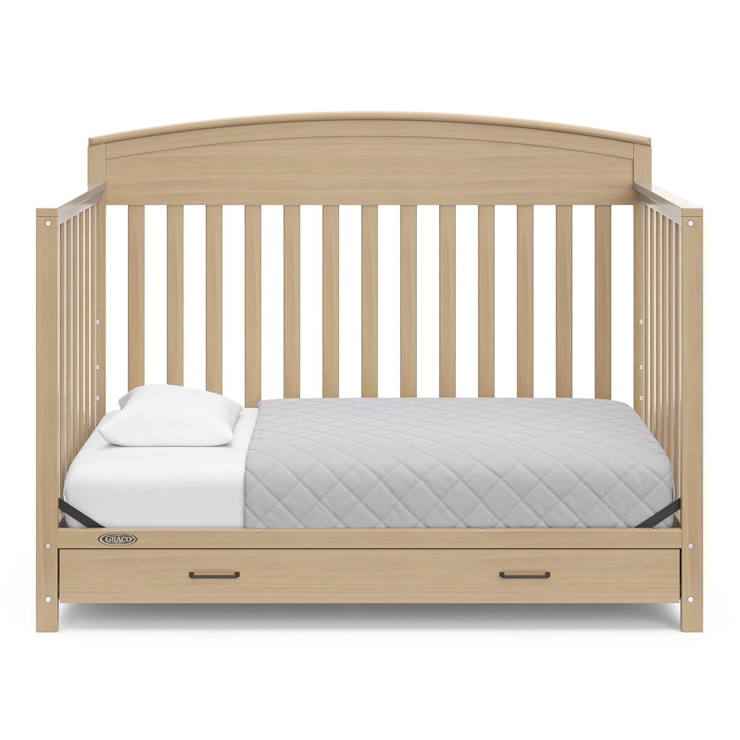 imageGraco Benton 5in1 Convertible Crib White GREENGUARD Gold Certified Converts from Baby Crib to Toddler Bed Daybed and FullSize Bed Fits Standard FullSize Crib MattressDriftwood