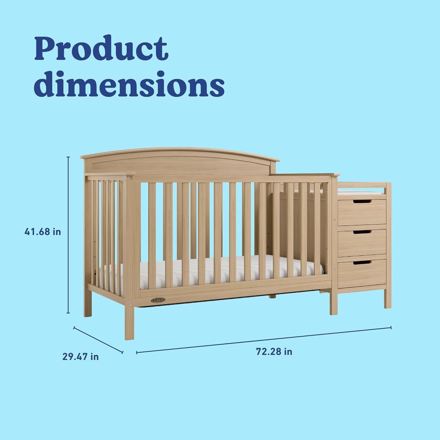 imageGraco Benton 5in1 Convertible Crib White GREENGUARD Gold Certified Converts from Baby Crib to Toddler Bed Daybed and FullSize Bed Fits Standard FullSize Crib MattressDriftwood