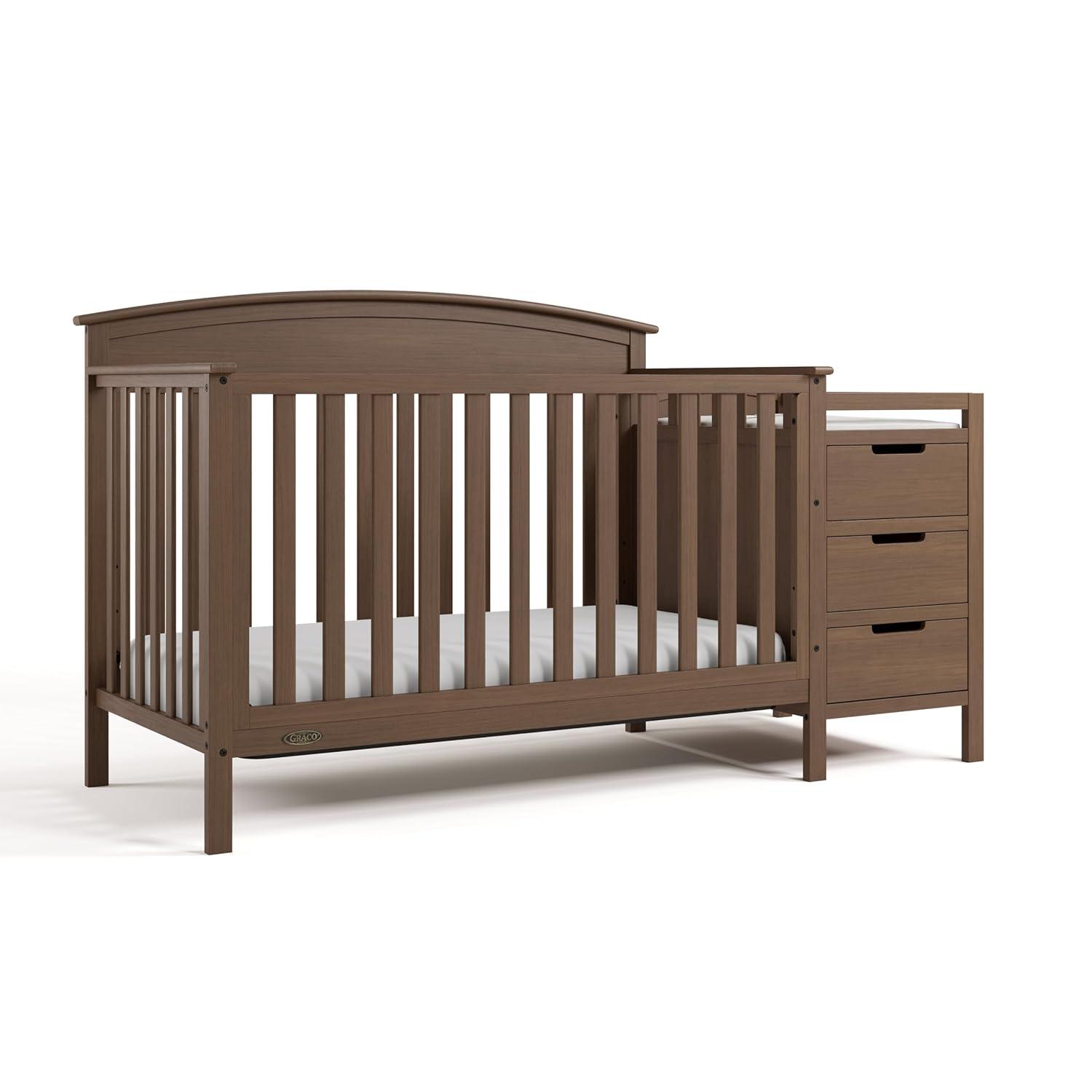 imageGraco Benton 5in1 Convertible Crib White GREENGUARD Gold Certified Converts from Baby Crib to Toddler Bed Daybed and FullSize Bed Fits Standard FullSize Crib MattressHazelnut
