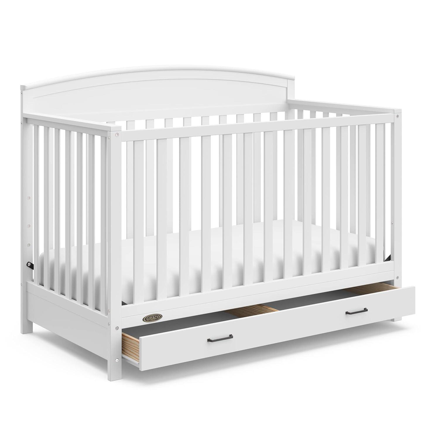 imageGraco Benton 5in1 Convertible Crib White GREENGUARD Gold Certified Converts from Baby Crib to Toddler Bed Daybed and FullSize Bed Fits Standard FullSize Crib MattressWhite