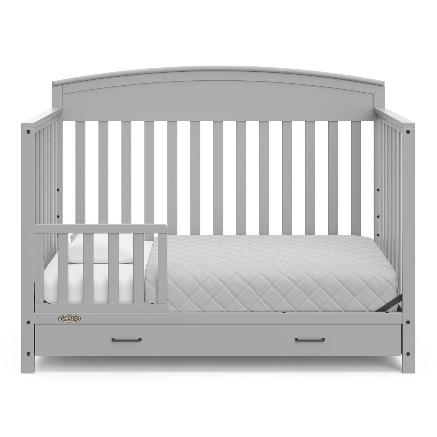 imageGraco Benton 5in1 Convertible Crib White GREENGUARD Gold Certified Converts from Baby Crib to Toddler Bed Daybed and FullSize Bed Fits Standard FullSize Crib MattressPebble Gray