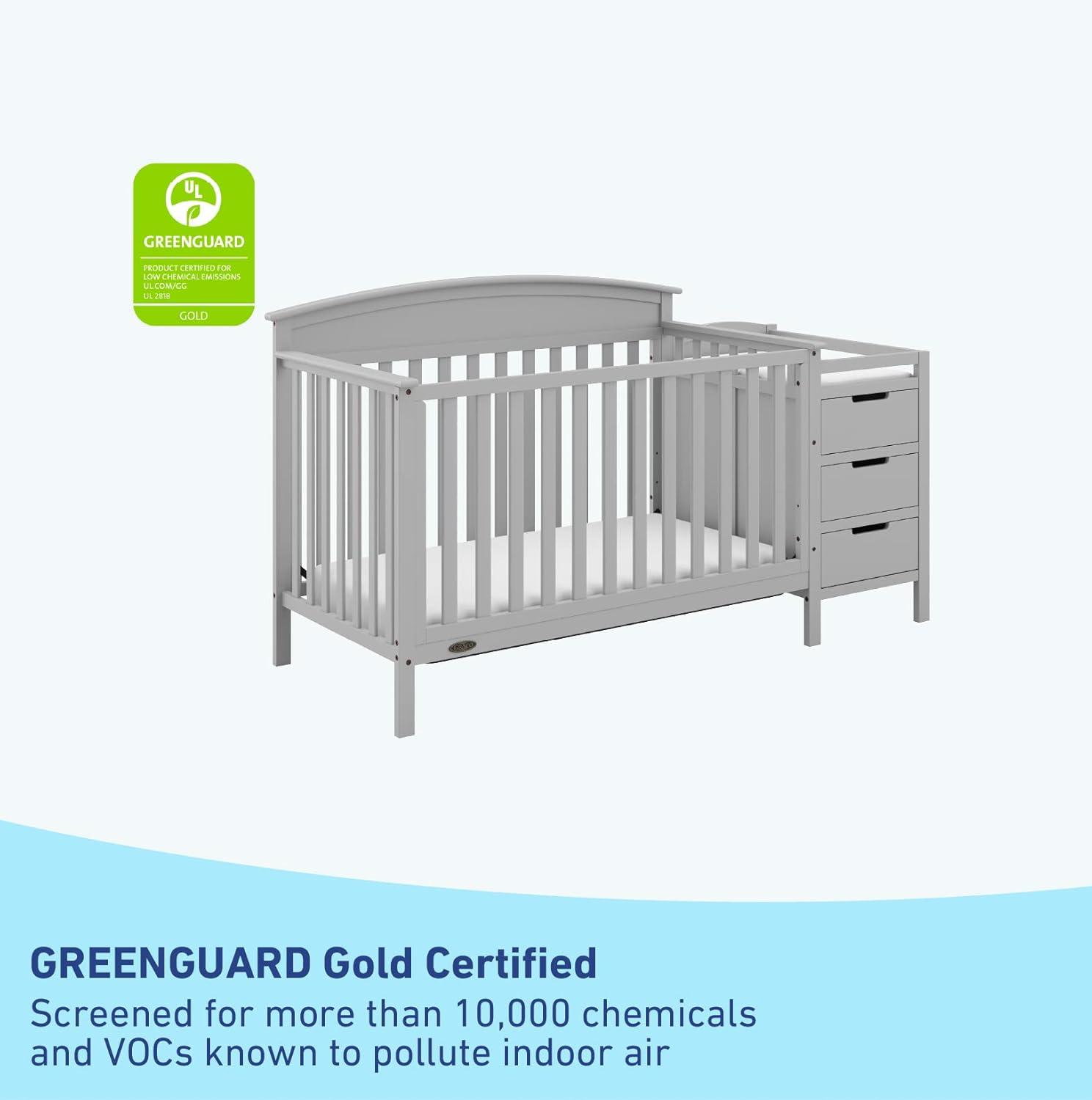 imageGraco Benton 5in1 Convertible Crib White GREENGUARD Gold Certified Converts from Baby Crib to Toddler Bed Daybed and FullSize Bed Fits Standard FullSize Crib MattressPebble Gray