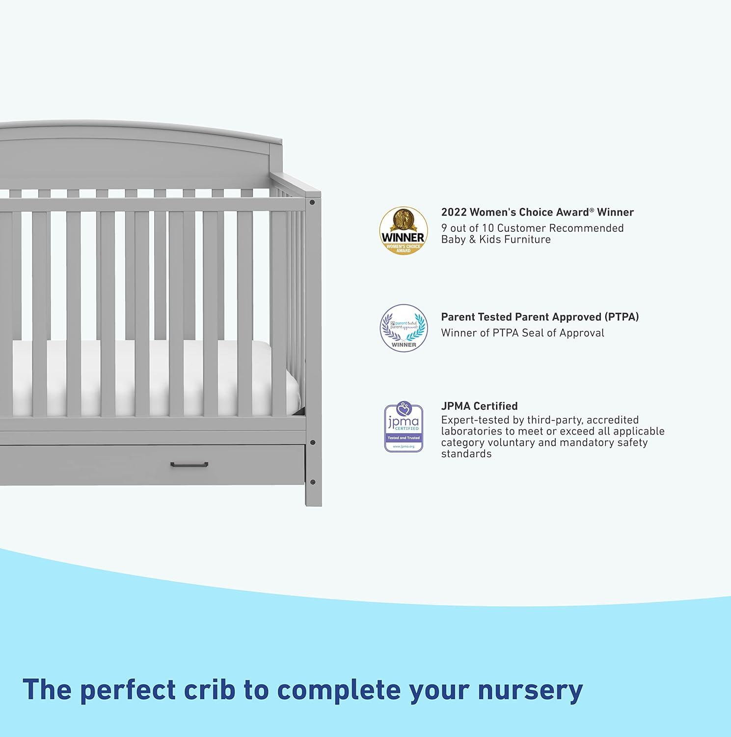 imageGraco Benton 5in1 Convertible Crib White GREENGUARD Gold Certified Converts from Baby Crib to Toddler Bed Daybed and FullSize Bed Fits Standard FullSize Crib MattressPebble Gray