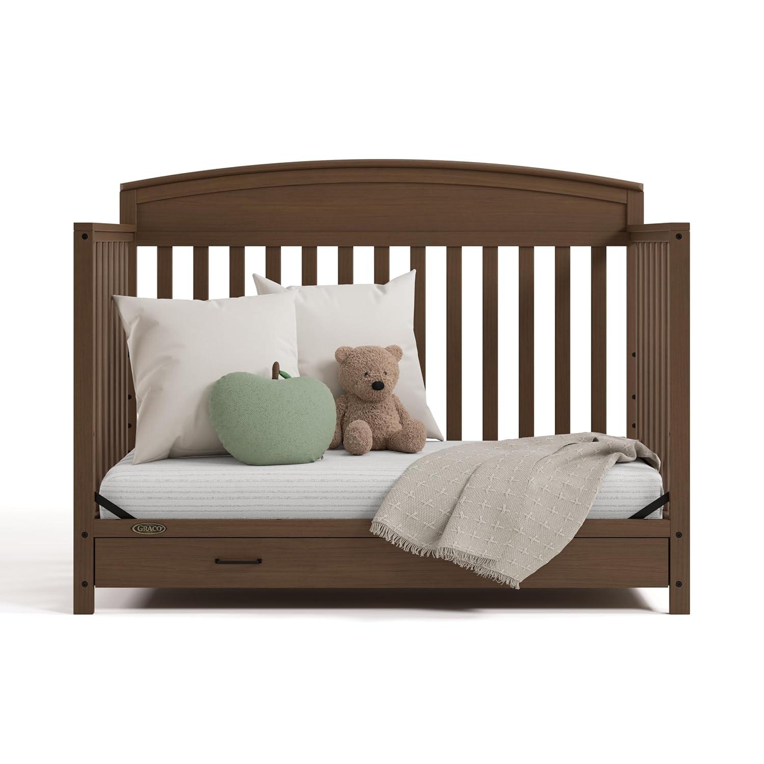 imageGraco Benton 5in1 Convertible Crib White GREENGUARD Gold Certified Converts from Baby Crib to Toddler Bed Daybed and FullSize Bed Fits Standard FullSize Crib MattressHazelnut