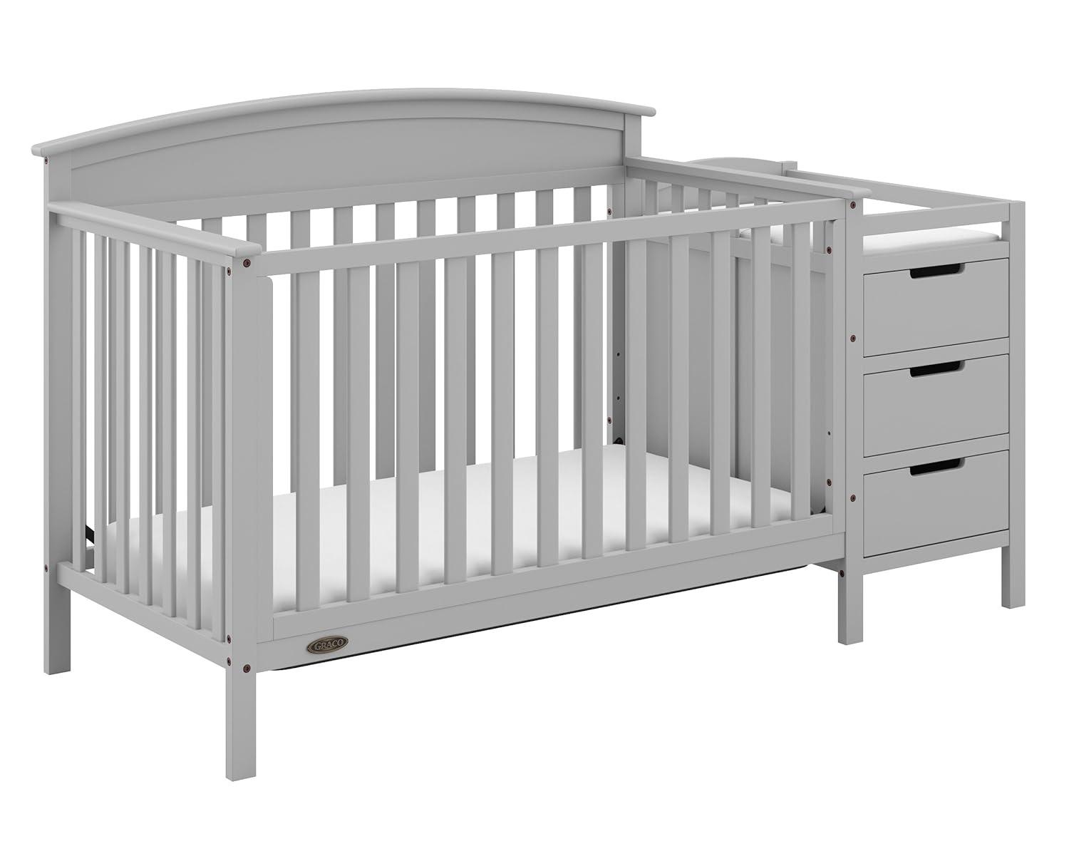 imageGraco Benton 5in1 Convertible Crib White GREENGUARD Gold Certified Converts from Baby Crib to Toddler Bed Daybed and FullSize Bed Fits Standard FullSize Crib MattressPebble Gray