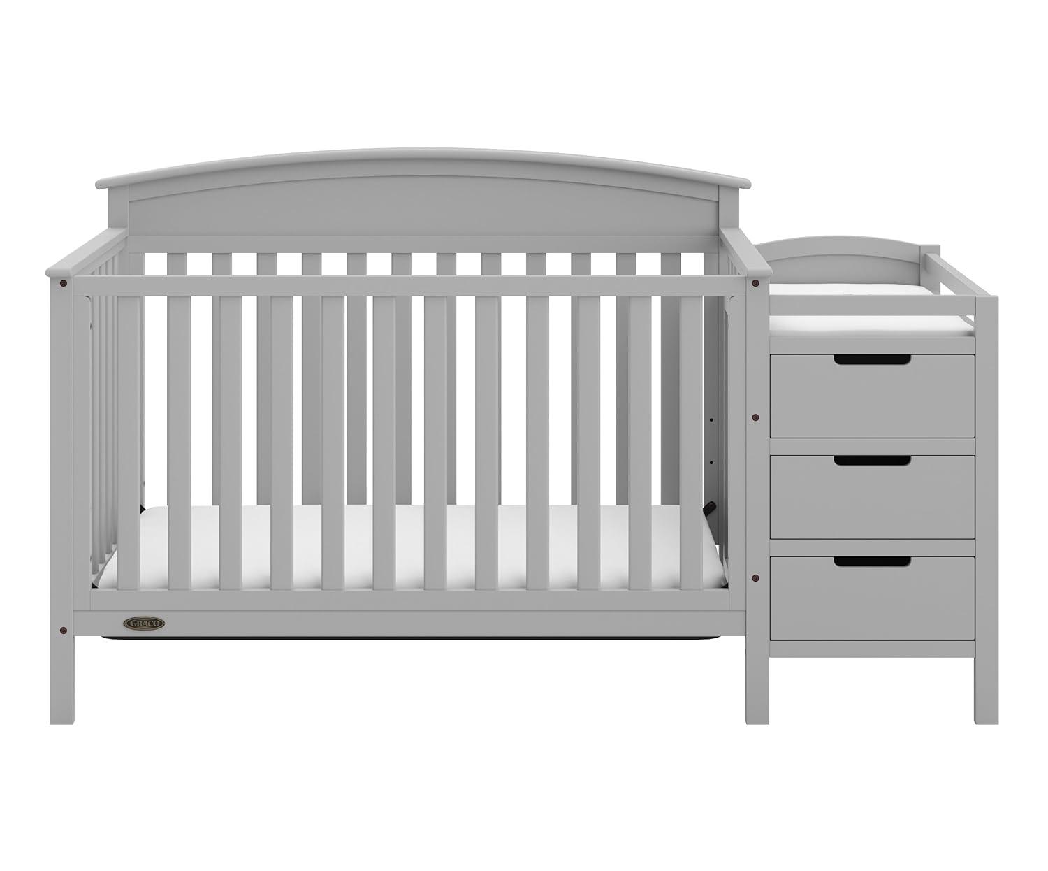 imageGraco Benton 5in1 Convertible Crib White GREENGUARD Gold Certified Converts from Baby Crib to Toddler Bed Daybed and FullSize Bed Fits Standard FullSize Crib MattressPebble Gray