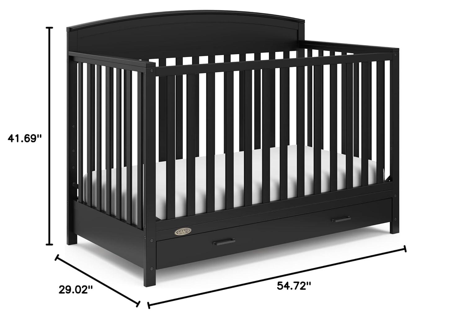 imageGraco Benton 5in1 Convertible Crib White GREENGUARD Gold Certified Converts from Baby Crib to Toddler Bed Daybed and FullSize Bed Fits Standard FullSize Crib MattressBlack