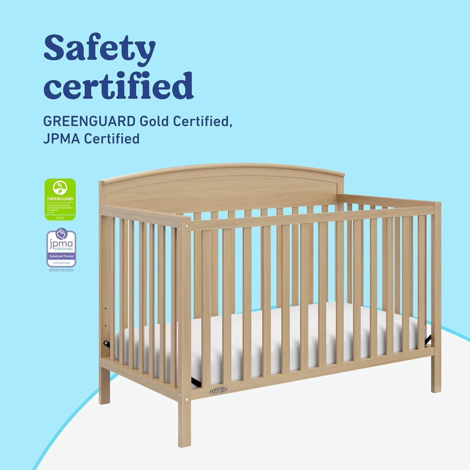 imageGraco Benton 5in1 Convertible Crib White GREENGUARD Gold Certified Converts from Baby Crib to Toddler Bed Daybed and FullSize Bed Fits Standard FullSize Crib MattressDriftwood