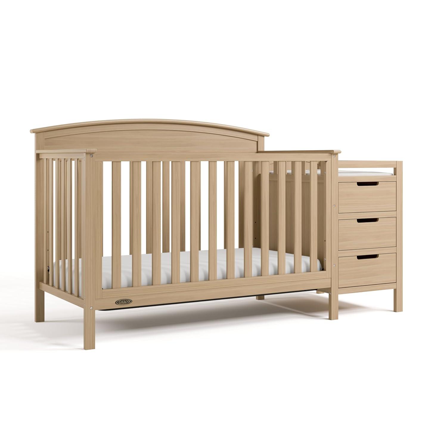 imageGraco Benton 5in1 Convertible Crib White GREENGUARD Gold Certified Converts from Baby Crib to Toddler Bed Daybed and FullSize Bed Fits Standard FullSize Crib MattressDriftwood