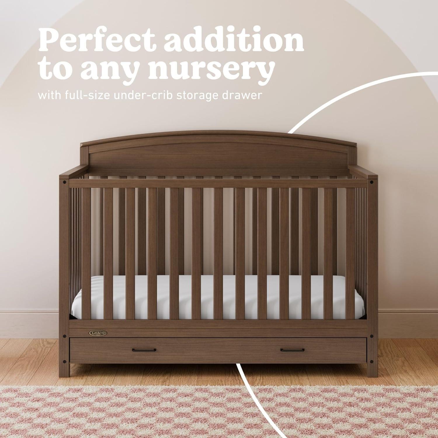 imageGraco Benton 5in1 Convertible Crib White GREENGUARD Gold Certified Converts from Baby Crib to Toddler Bed Daybed and FullSize Bed Fits Standard FullSize Crib MattressHazelnut