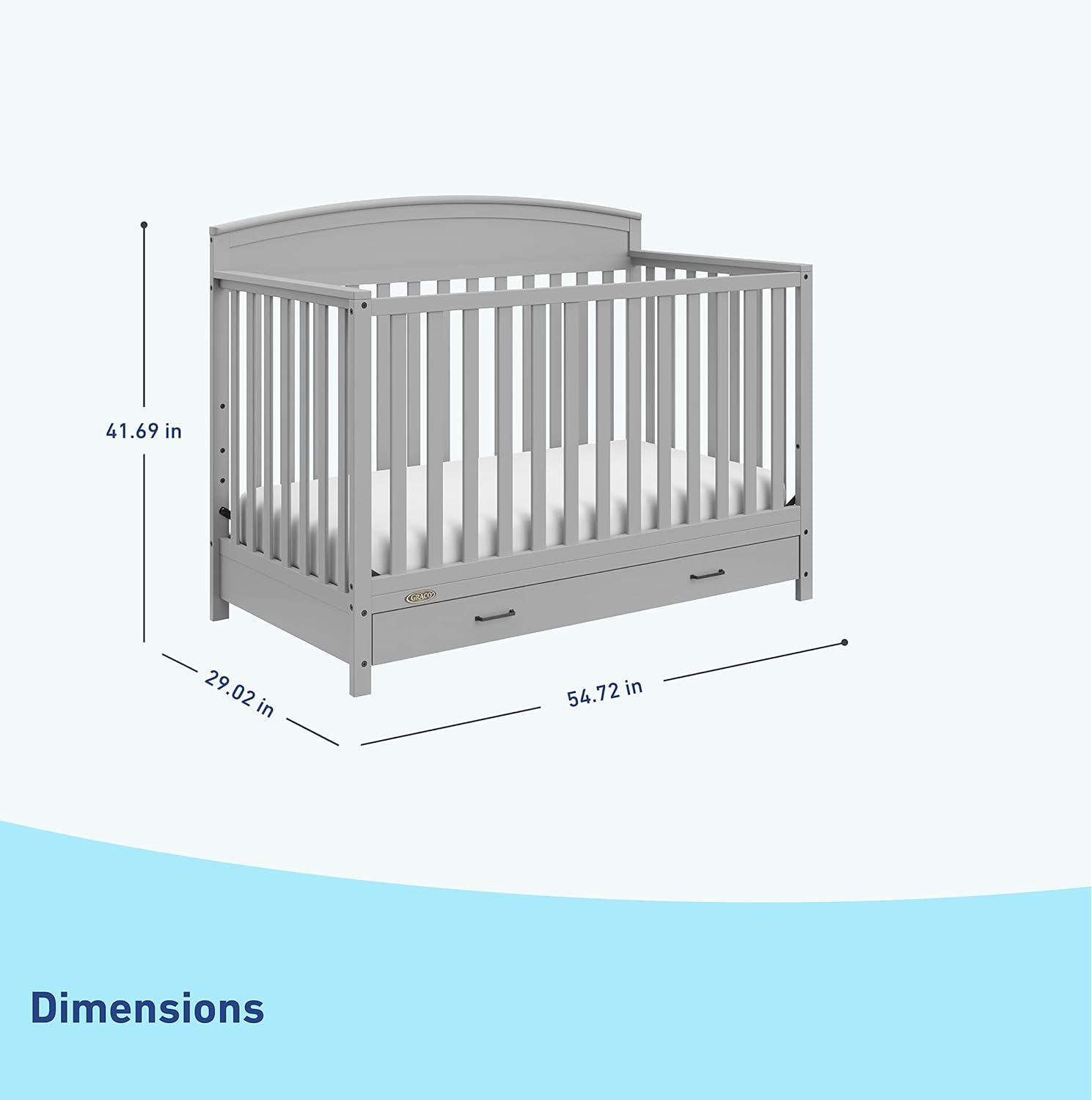 imageGraco Benton 5in1 Convertible Crib White GREENGUARD Gold Certified Converts from Baby Crib to Toddler Bed Daybed and FullSize Bed Fits Standard FullSize Crib MattressPebble Gray