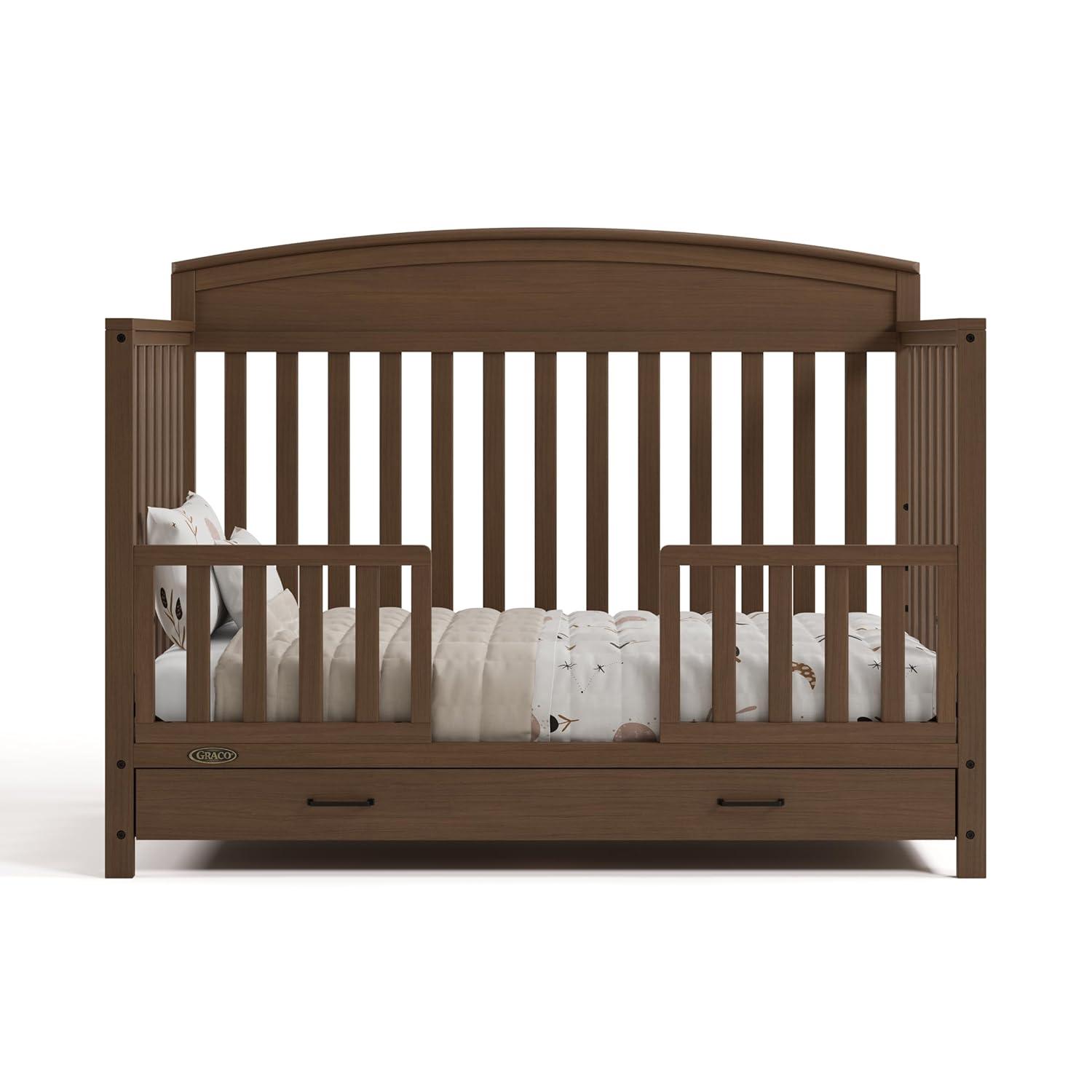 imageGraco Benton 5in1 Convertible Crib White GREENGUARD Gold Certified Converts from Baby Crib to Toddler Bed Daybed and FullSize Bed Fits Standard FullSize Crib MattressHazelnut