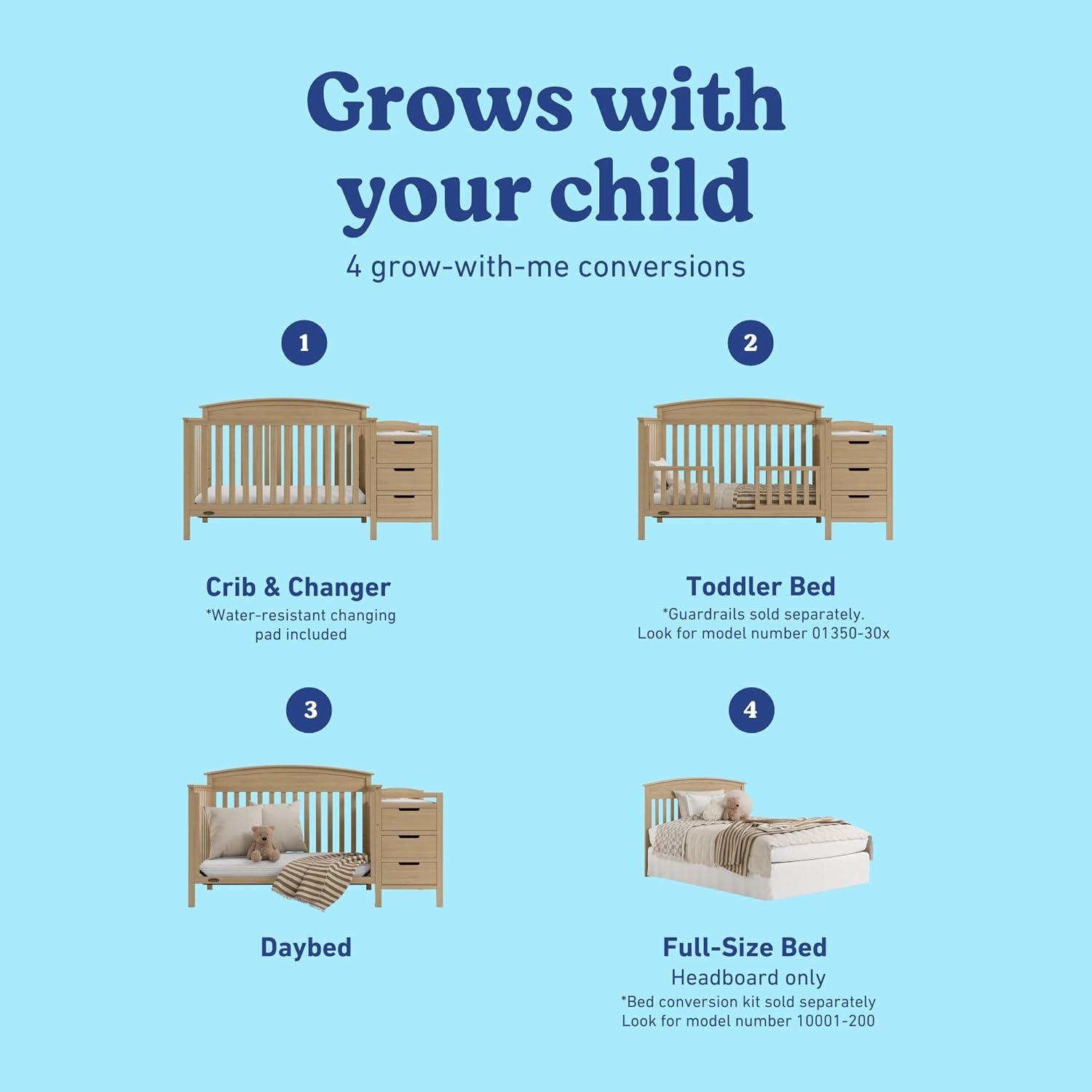 imageGraco Benton 5in1 Convertible Crib White GREENGUARD Gold Certified Converts from Baby Crib to Toddler Bed Daybed and FullSize Bed Fits Standard FullSize Crib MattressDriftwood