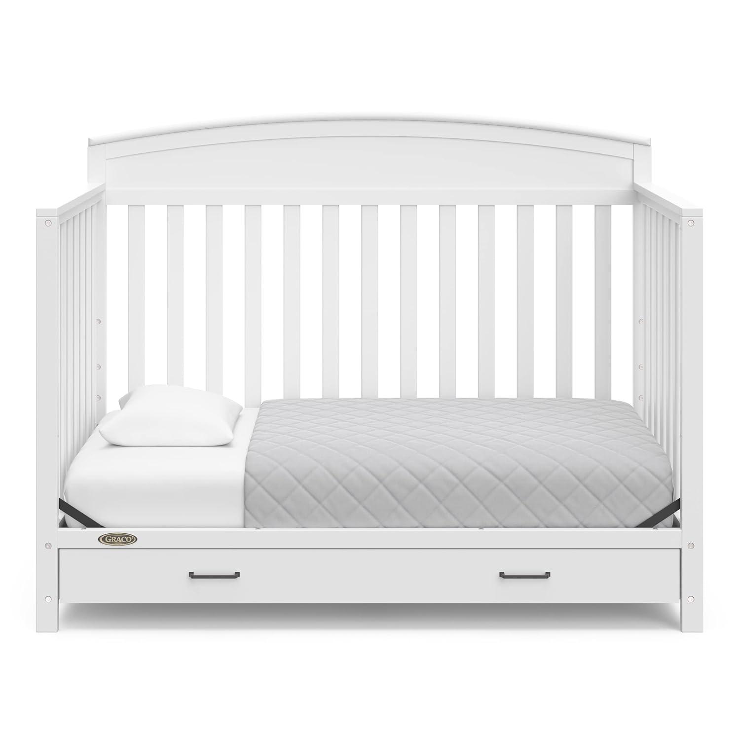 imageGraco Benton 5in1 Convertible Crib White GREENGUARD Gold Certified Converts from Baby Crib to Toddler Bed Daybed and FullSize Bed Fits Standard FullSize Crib MattressWhite