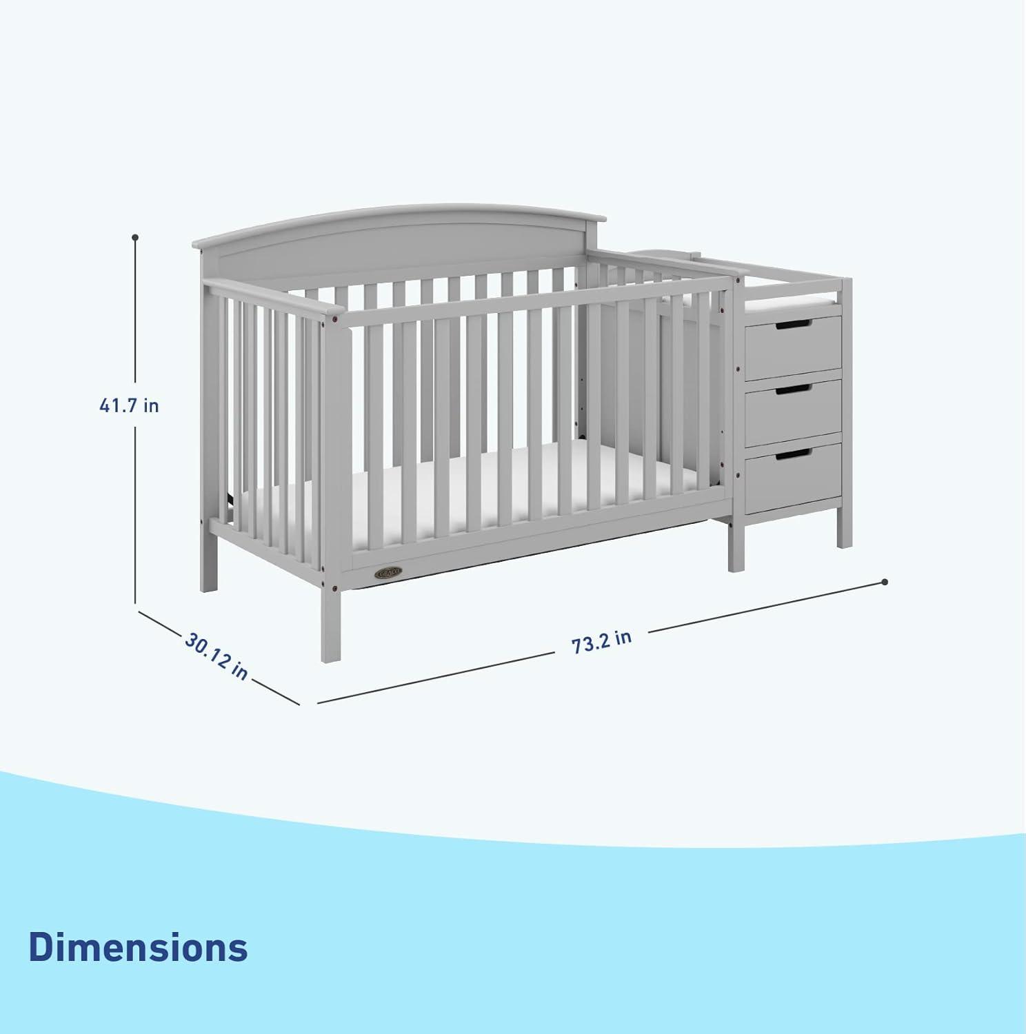 imageGraco Benton 5in1 Convertible Crib White GREENGUARD Gold Certified Converts from Baby Crib to Toddler Bed Daybed and FullSize Bed Fits Standard FullSize Crib MattressPebble Gray