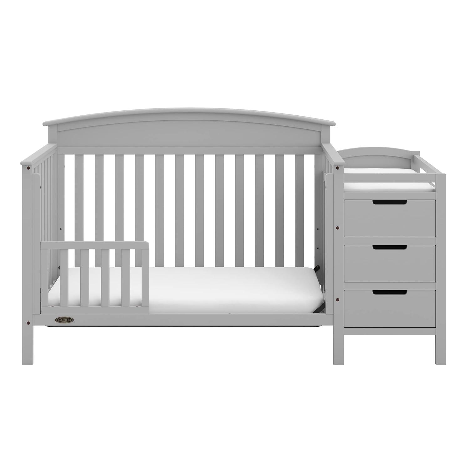 imageGraco Benton 5in1 Convertible Crib White GREENGUARD Gold Certified Converts from Baby Crib to Toddler Bed Daybed and FullSize Bed Fits Standard FullSize Crib MattressPebble Gray