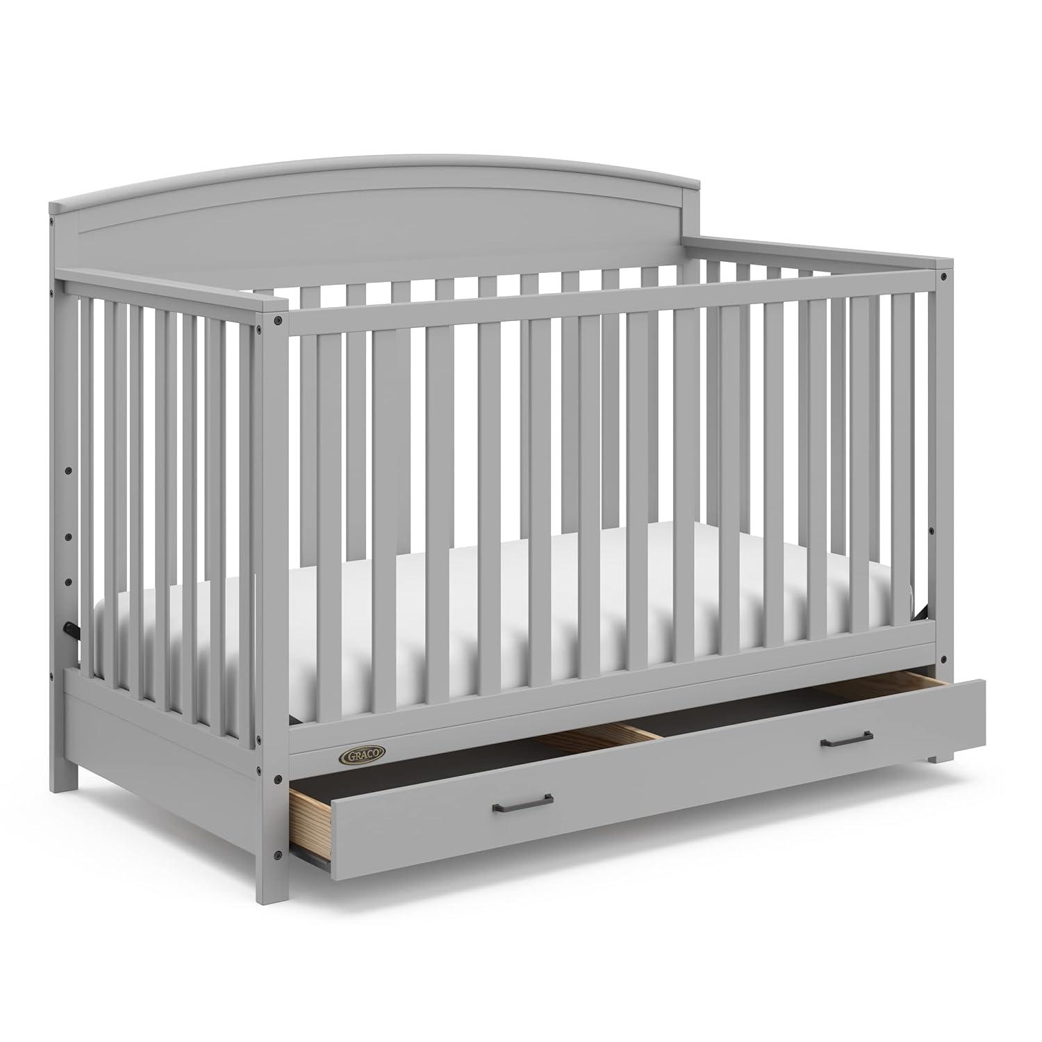 imageGraco Benton 5in1 Convertible Crib White GREENGUARD Gold Certified Converts from Baby Crib to Toddler Bed Daybed and FullSize Bed Fits Standard FullSize Crib MattressPebble Gray
