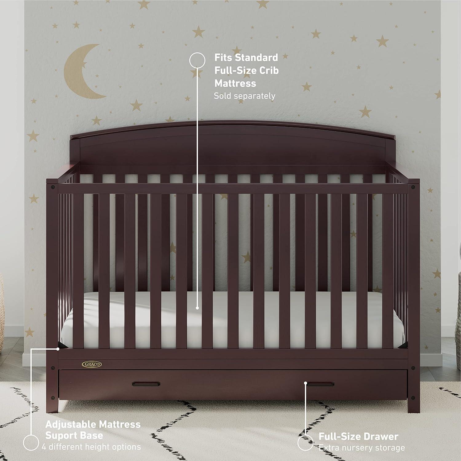 imageGraco Benton 5in1 Convertible Crib White GREENGUARD Gold Certified Converts from Baby Crib to Toddler Bed Daybed and FullSize Bed Fits Standard FullSize Crib MattressEspresso