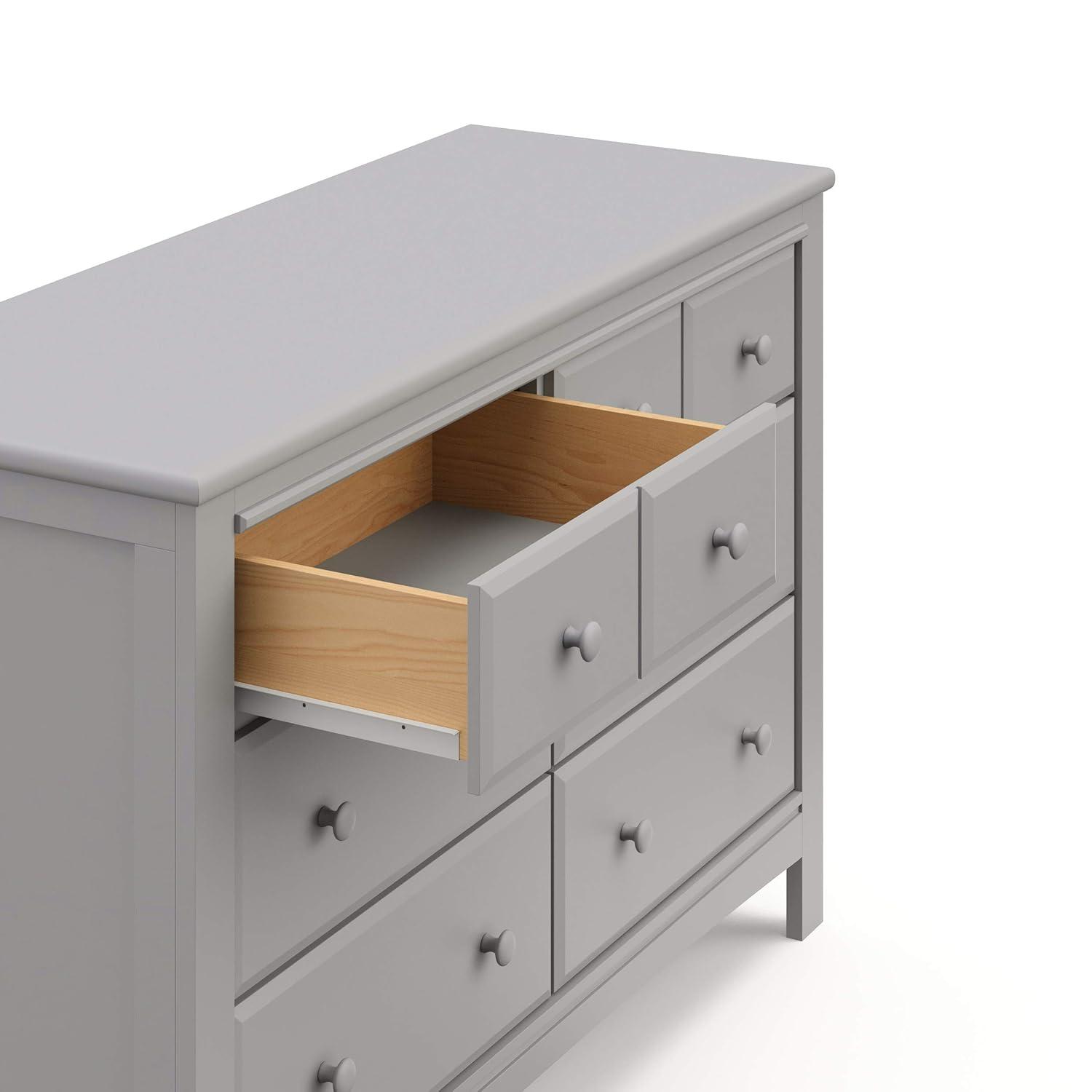 imageGraco Benton 6 Drawer Double Dresser White Easy New Assembly Process Universal Design Durable Steel Hardware and EuroGlide Drawers with Safety Stops Coordinates with Any NurseryPebble Gray