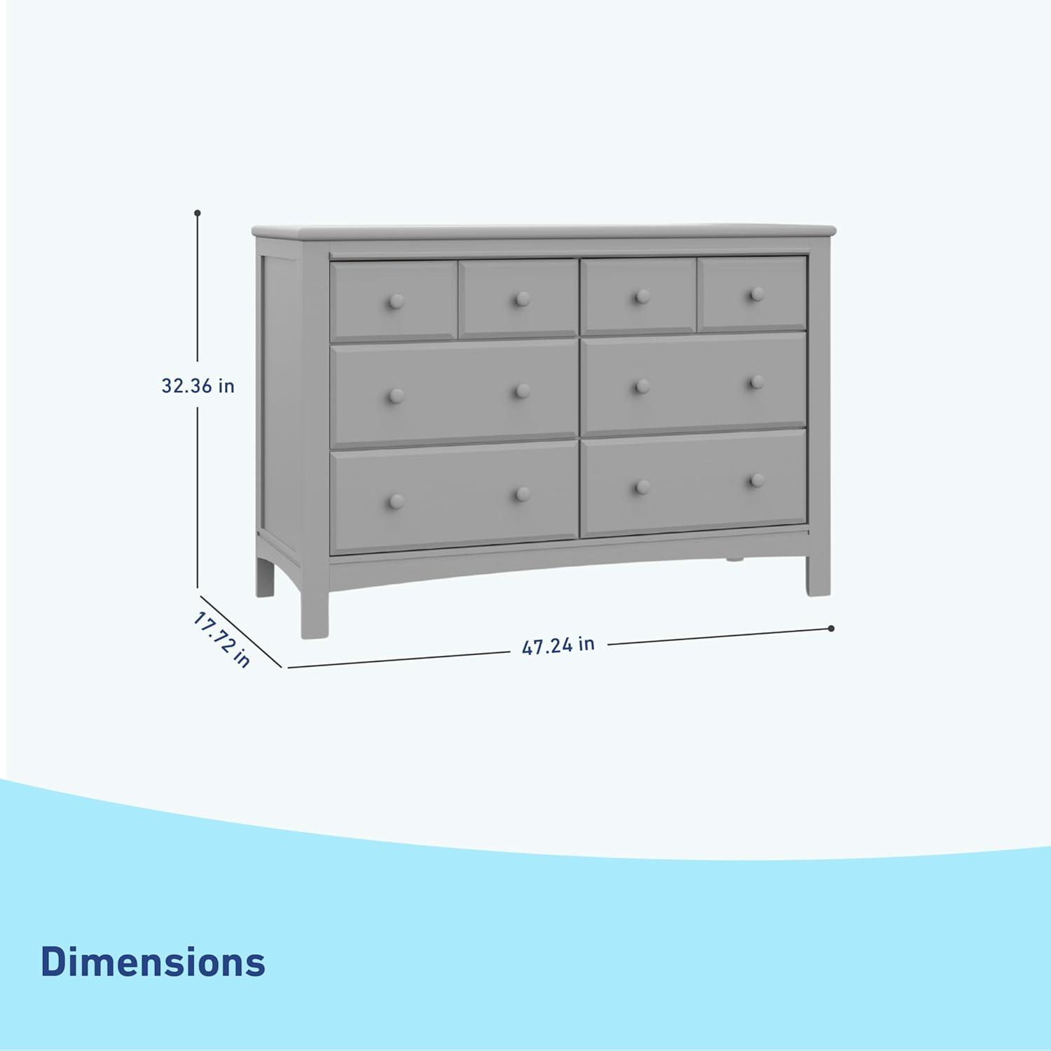 imageGraco Benton 6 Drawer Double Dresser White Easy New Assembly Process Universal Design Durable Steel Hardware and EuroGlide Drawers with Safety Stops Coordinates with Any NurseryPebble Gray