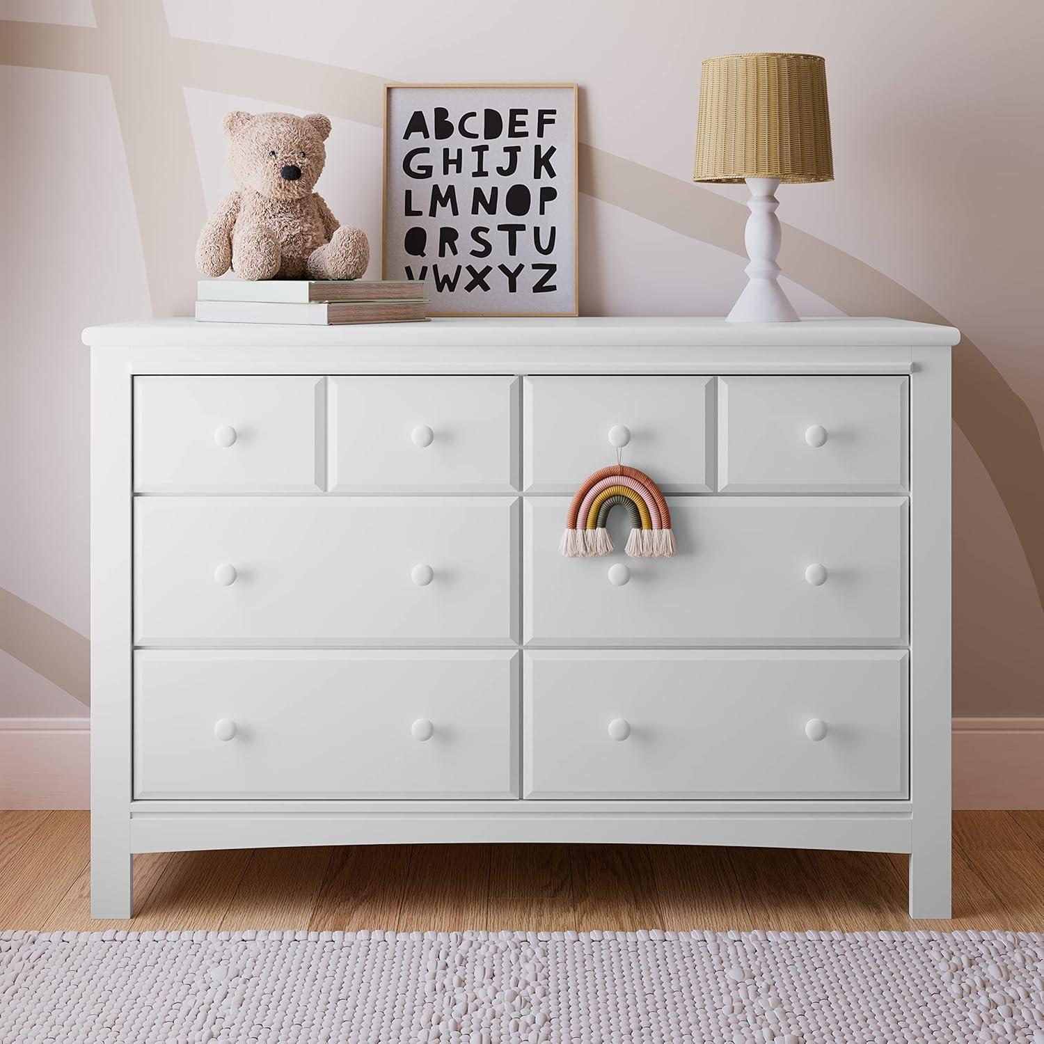imageGraco Benton 6 Drawer Double Dresser White Easy New Assembly Process Universal Design Durable Steel Hardware and EuroGlide Drawers with Safety Stops Coordinates with Any NurseryWhite