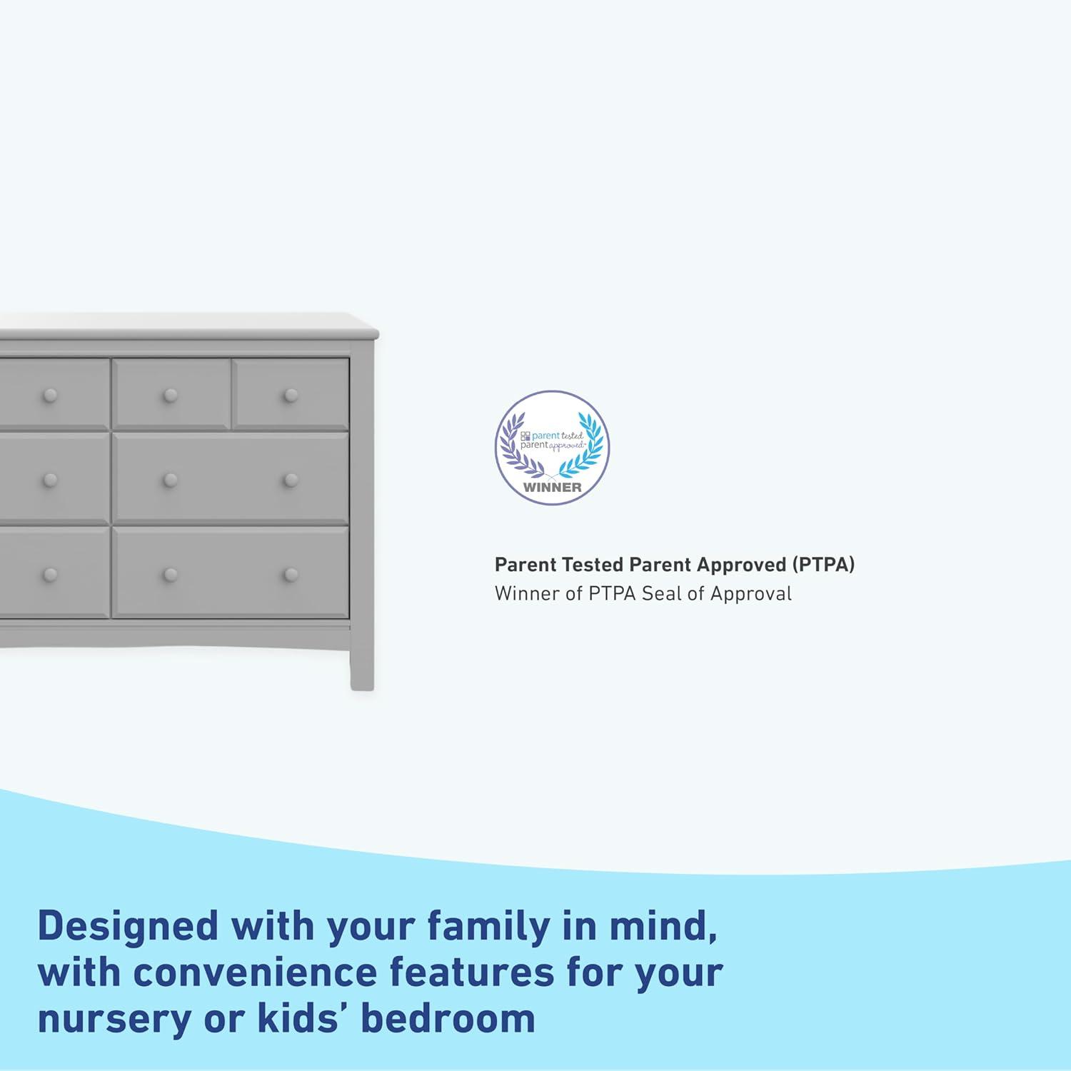 imageGraco Benton 6 Drawer Double Dresser White Easy New Assembly Process Universal Design Durable Steel Hardware and EuroGlide Drawers with Safety Stops Coordinates with Any NurseryPebble Gray